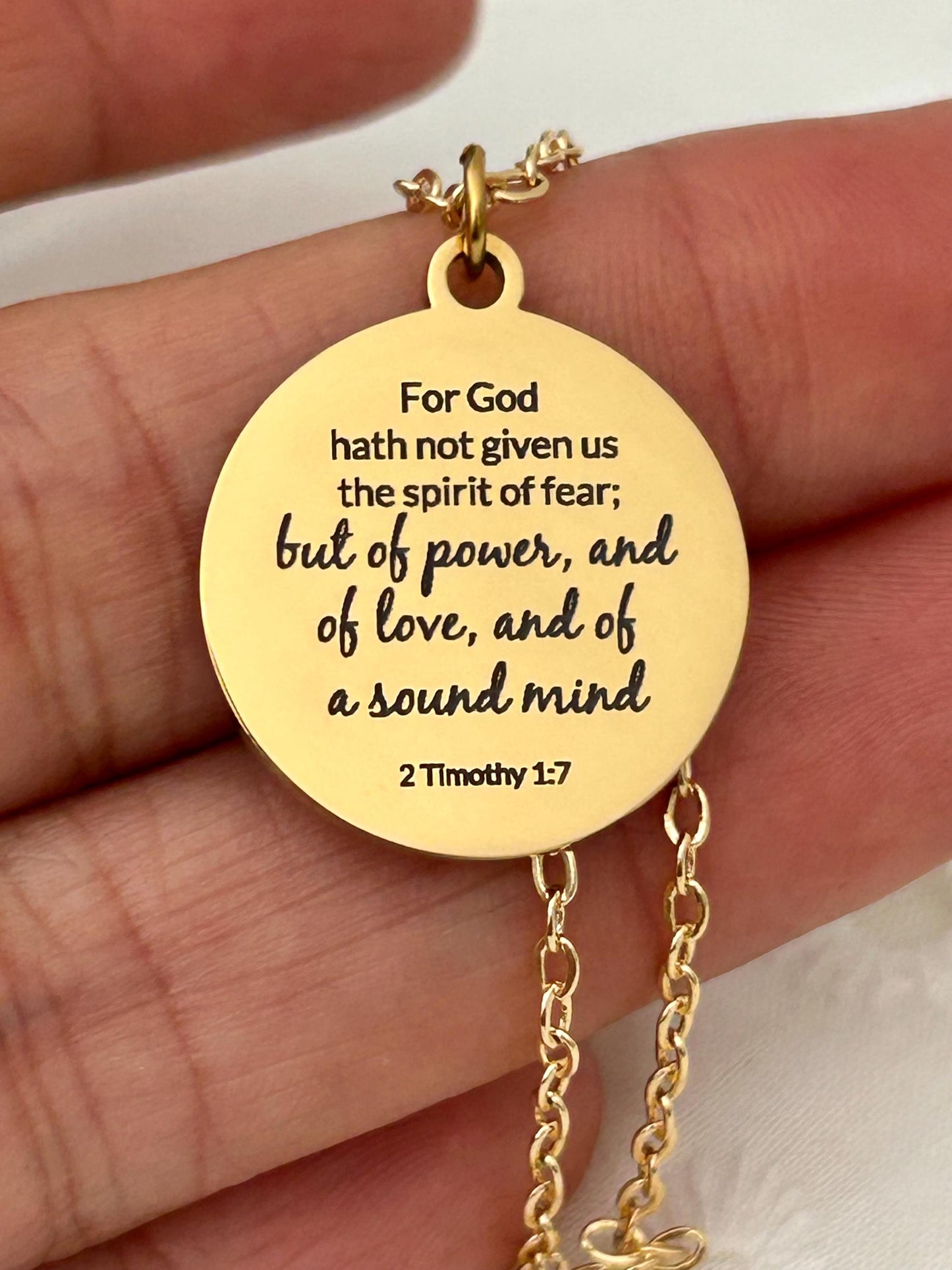 For God has not Given us a spirit of fear But of Power Love Sound Mind, Bible Verse Personalized Necklace
