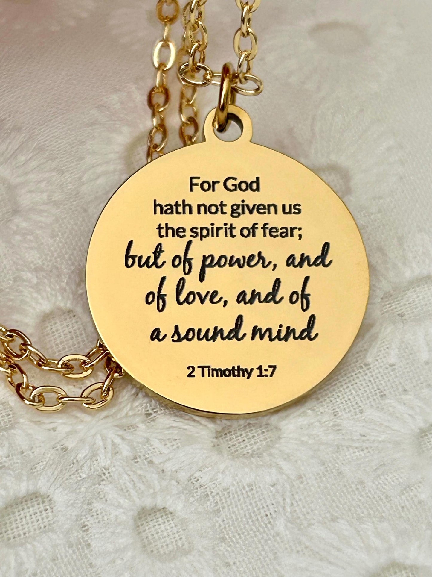 For God has not Given us a spirit of fear But of Power Love Sound Mind, Bible Verse Personalized Necklace