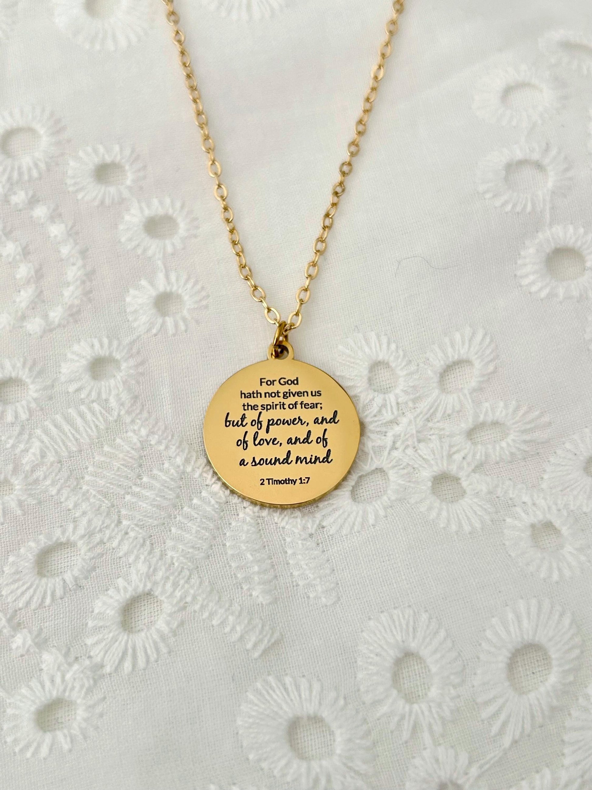 For God has not Given us a spirit of fear But of Power Love Sound Mind, Bible Verse Personalized Necklace