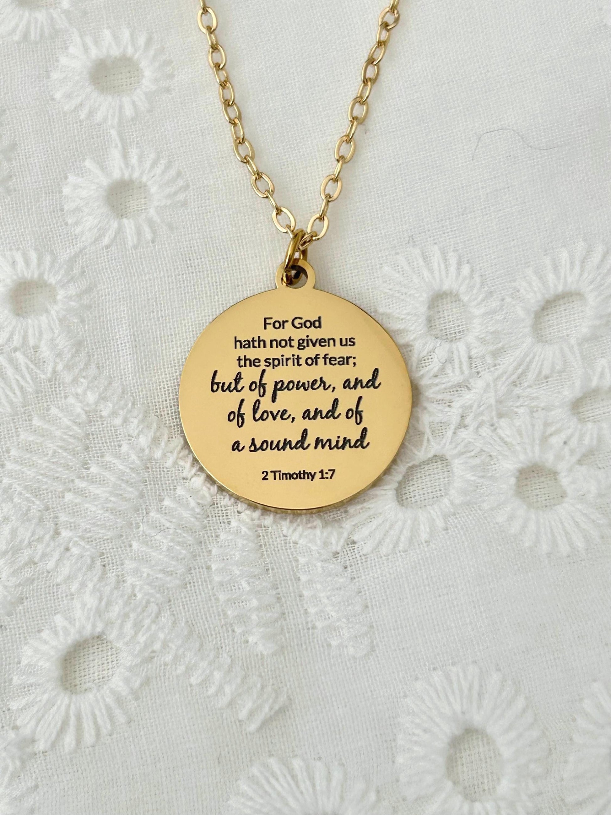 For God has not Given us a spirit of fear But of Power Love Sound Mind, Bible Verse Personalized Necklace