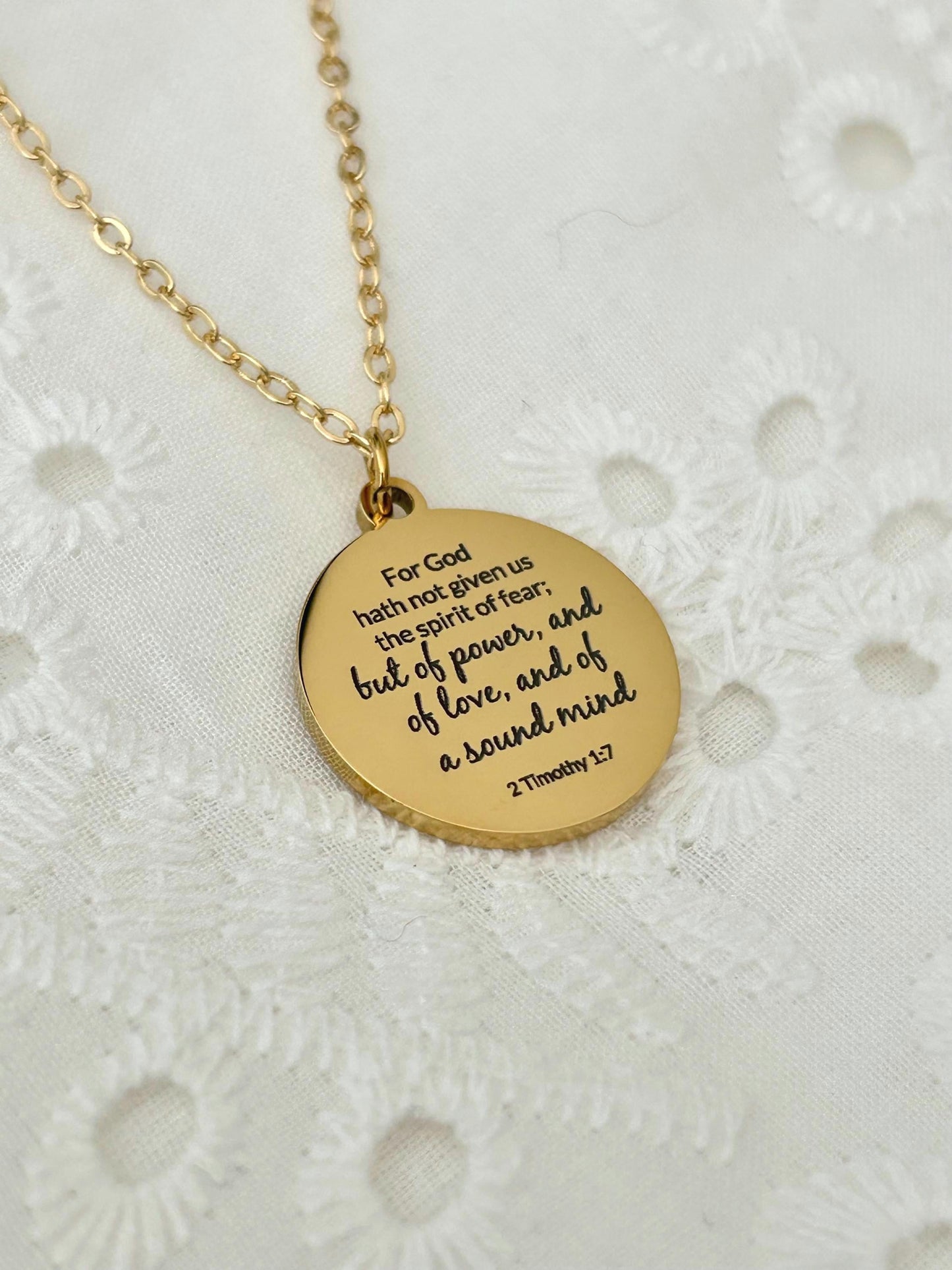For God has not Given us a spirit of fear But of Power Love Sound Mind, Bible Verse Personalized Necklace