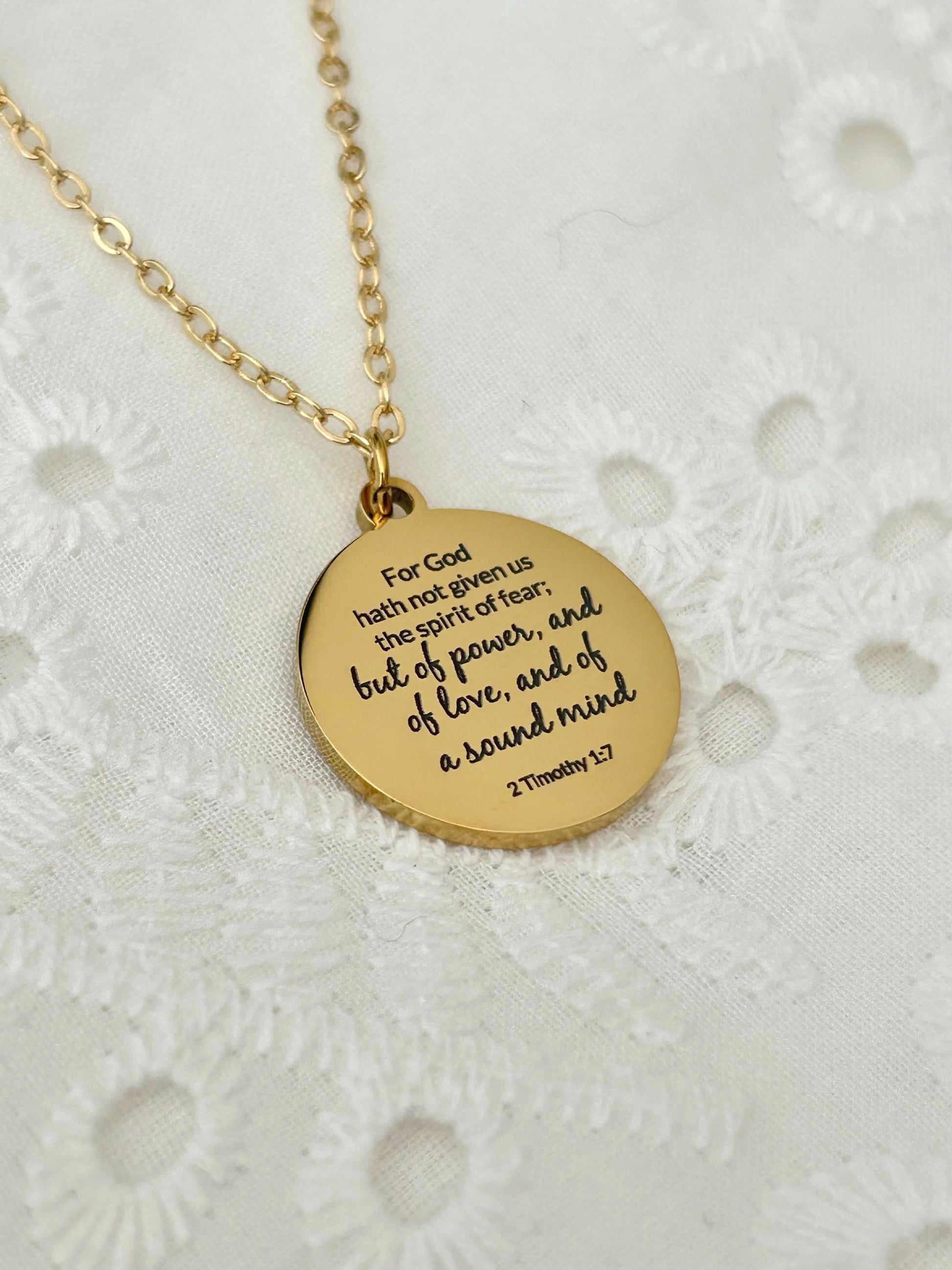 For God has not Given us a spirit of fear But of Power Love Sound Mind, Bible Verse Personalized Necklace
