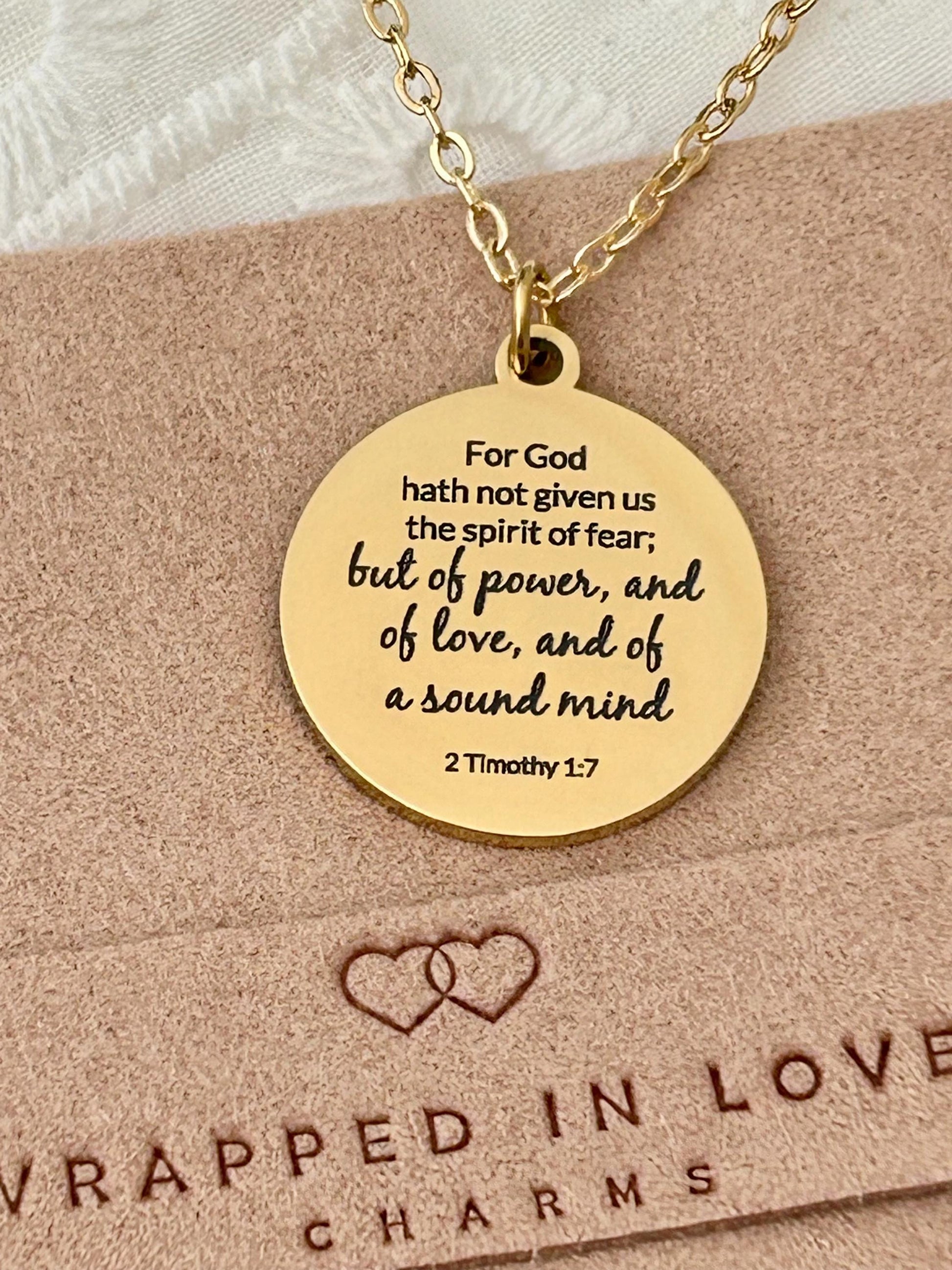 For God has not Given us a spirit of fear But of Power Love Sound Mind, Bible Verse Personalized Necklace