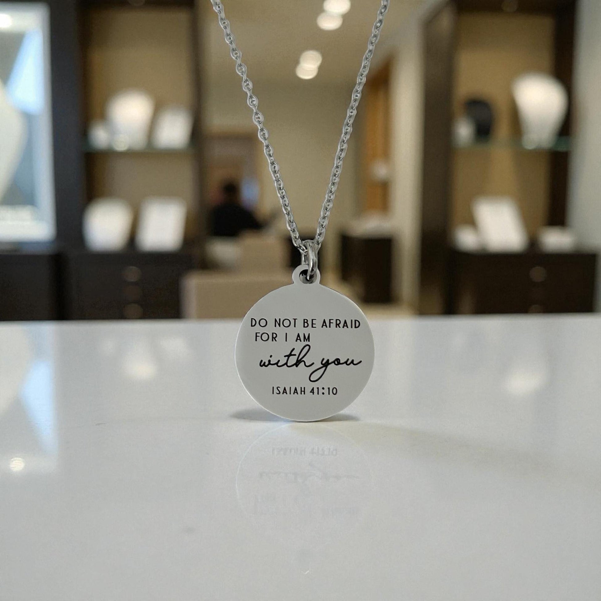 Do not be afraid for I am with you Bible Verse Necklace, Isaiah 41:10, Christian Gifts, Engraved Necklace, Gifts for Mom, Motivational Gift