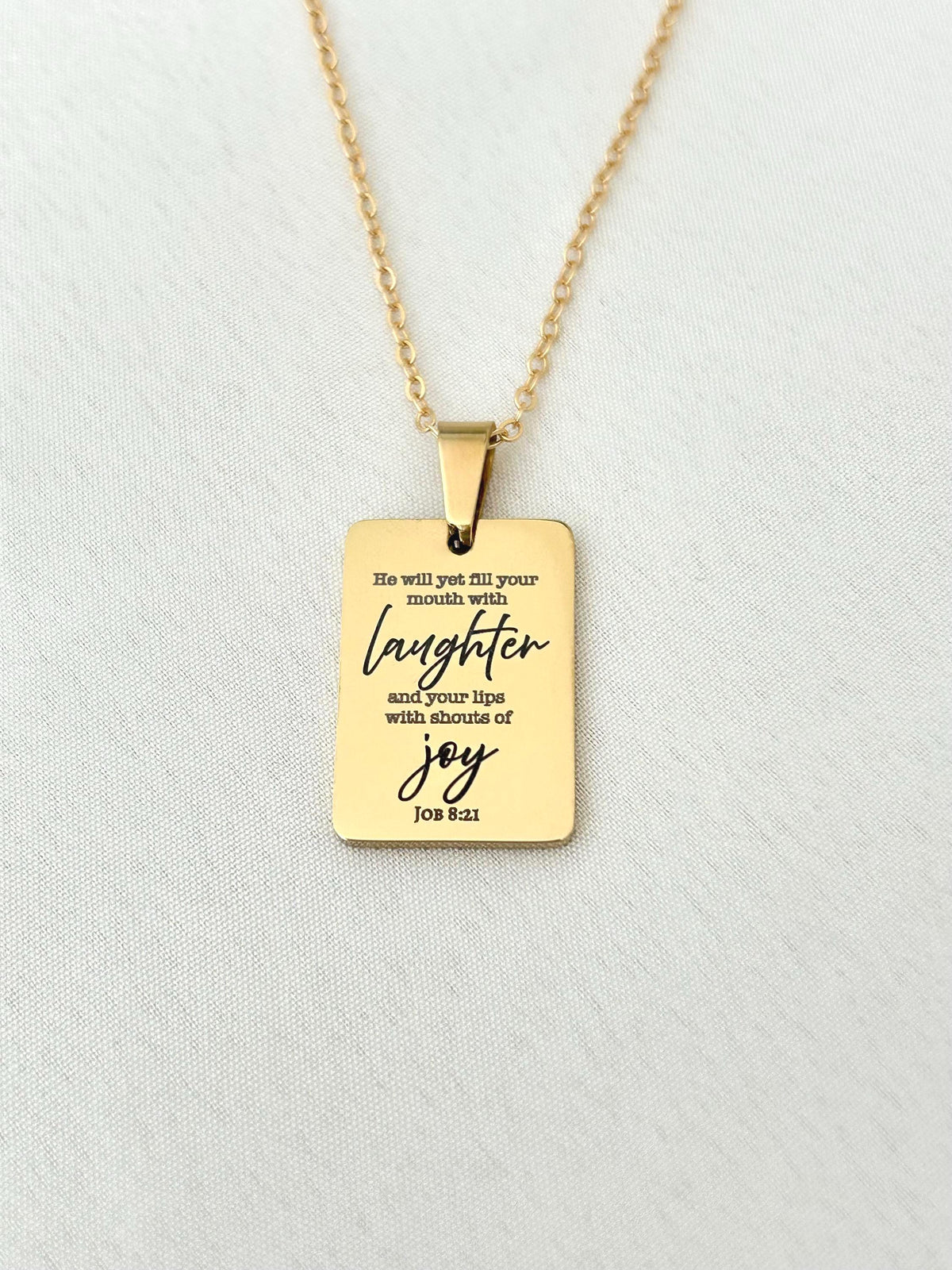 Joy Is Coming” Job 8:21 Necklace | Christian Faith Necklace for Women | Bible Verse Jewelry