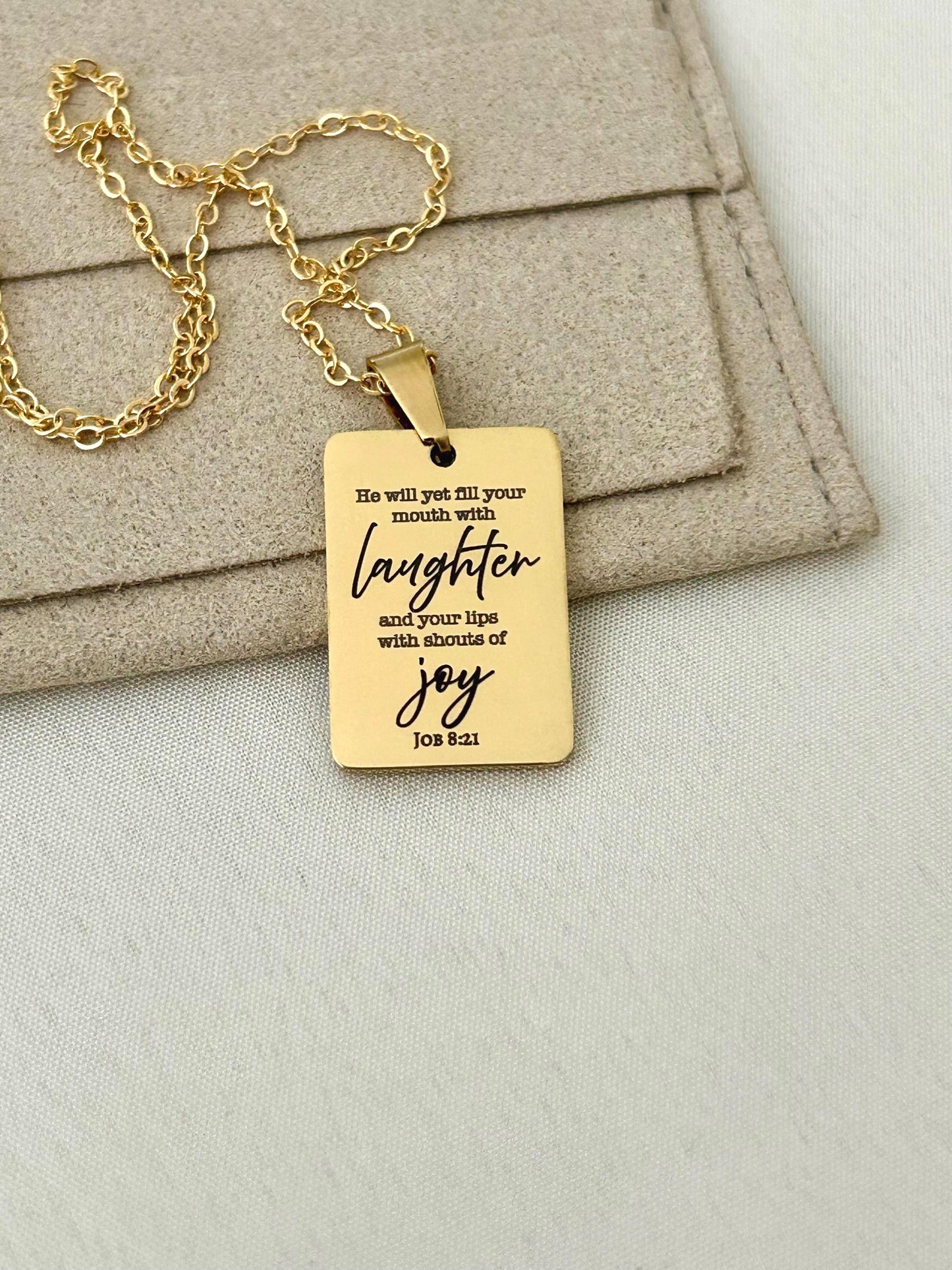 Joy Is Coming” Job 8:21 Necklace | Christian Faith Necklace for Women | Bible Verse Jewelry