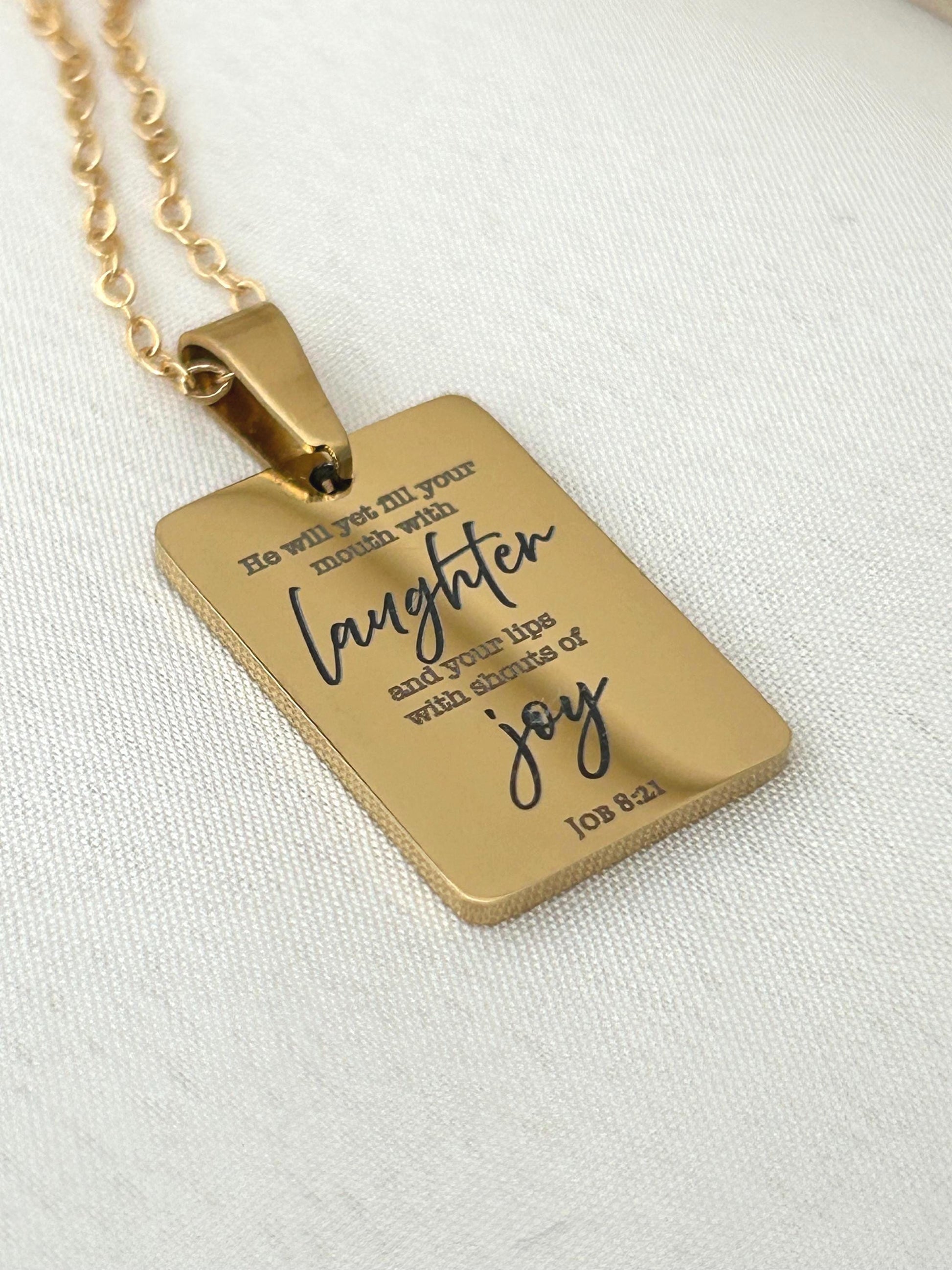 Joy Is Coming” Job 8:21 Necklace | Christian Faith Necklace for Women | Bible Verse Jewelry