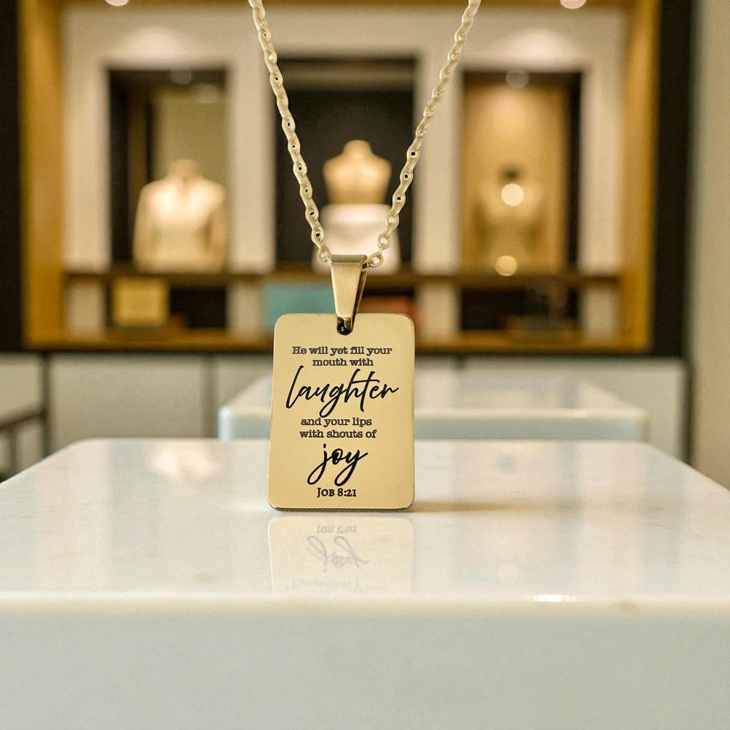 Joy Is Coming” Job 8:21 Necklace | Christian Faith Necklace for Women | Bible Verse Jewelry