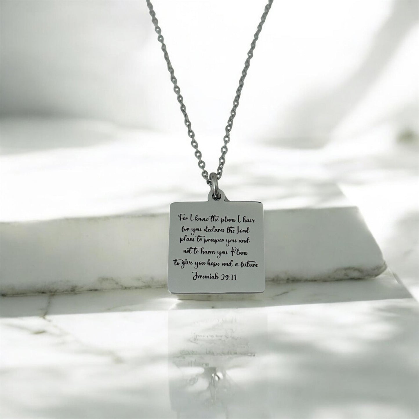 I know the plans Jeremiah 29:11 Personalized Engraved Necklace Christian Gifts Hope and a Future