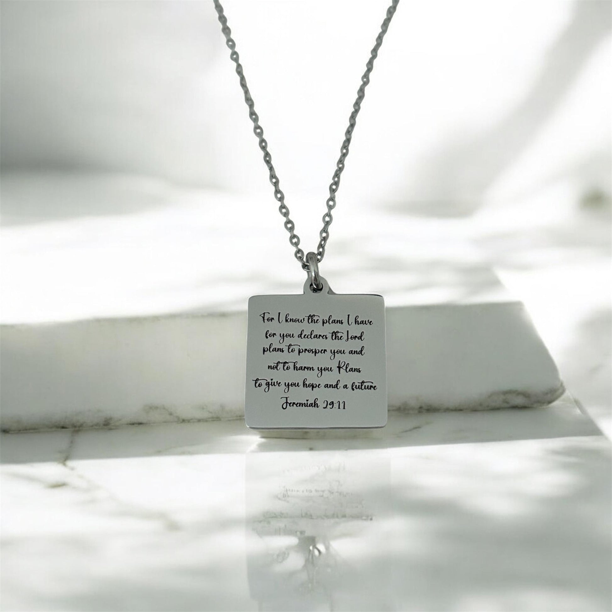 I know the plans Jeremiah 29:11 Personalized Engraved Necklace Christian Gifts Hope and a Future