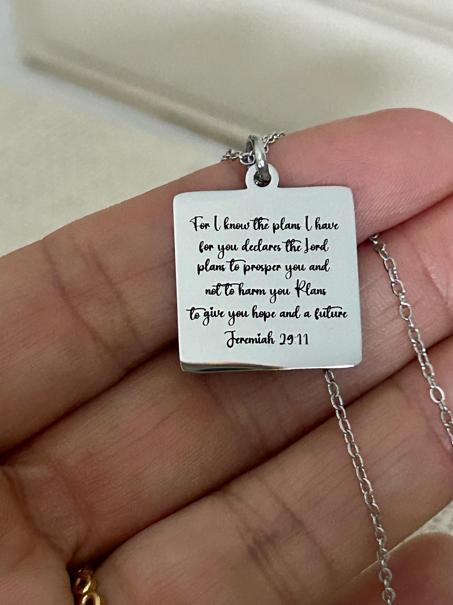I know the plans Jeremiah 29:11 Personalized Engraved Necklace Christian Gifts Hope and a Future