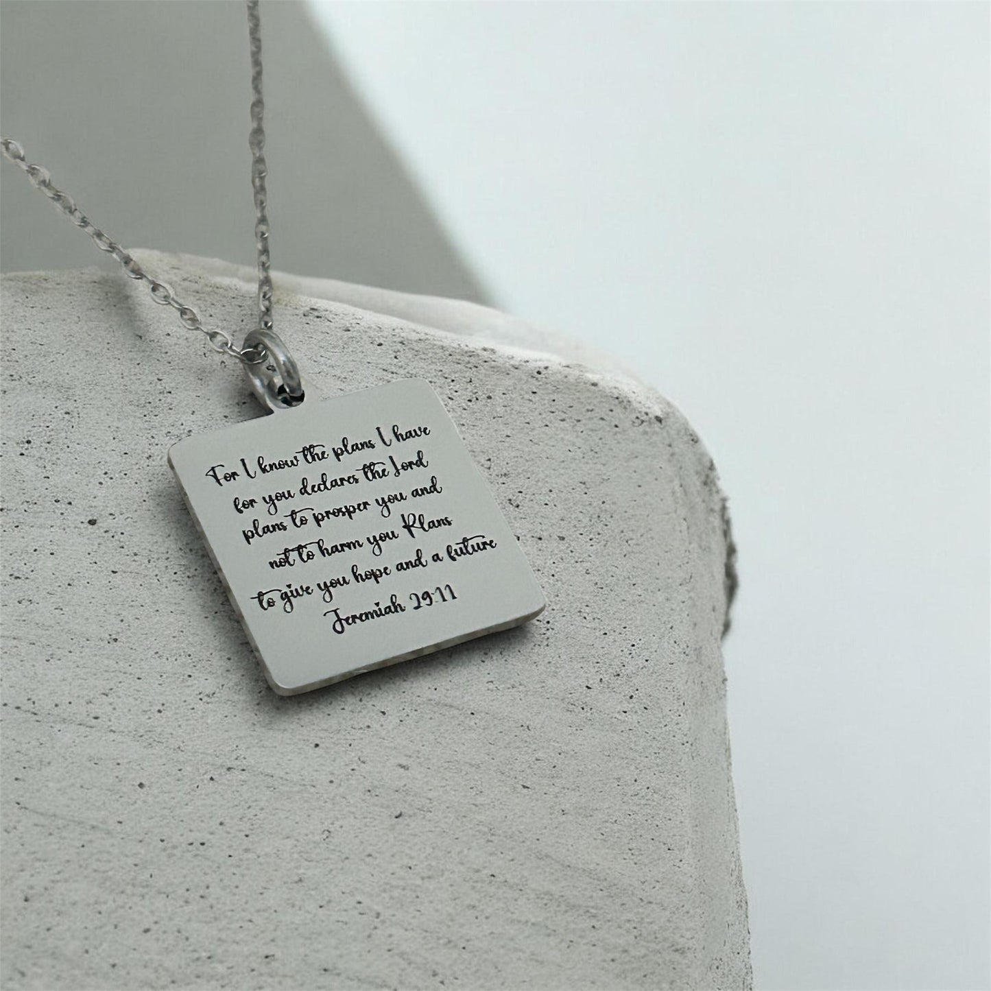 I know the plans Jeremiah 29:11 Personalized Engraved Necklace Christian Gifts Hope and a Future