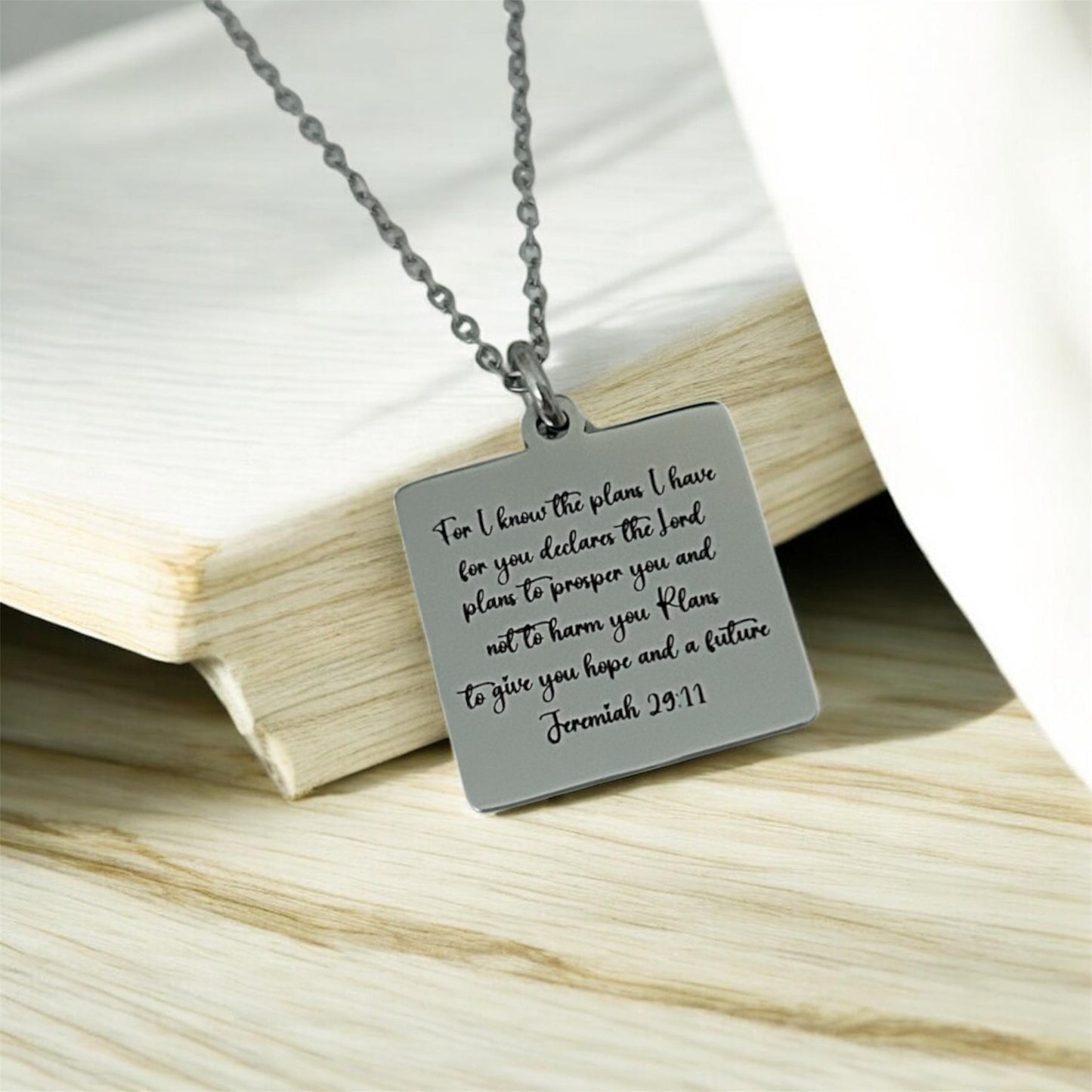 I know the plans Jeremiah 29:11 Personalized Engraved Necklace Christian Gifts Hope and a Future