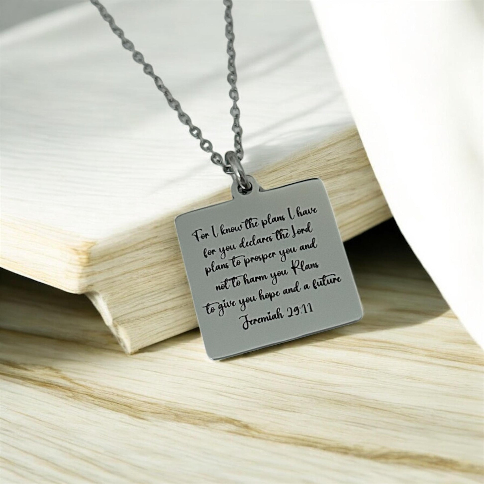 I know the plans Jeremiah 29:11 Personalized Engraved Necklace Christian Gifts Hope and a Future