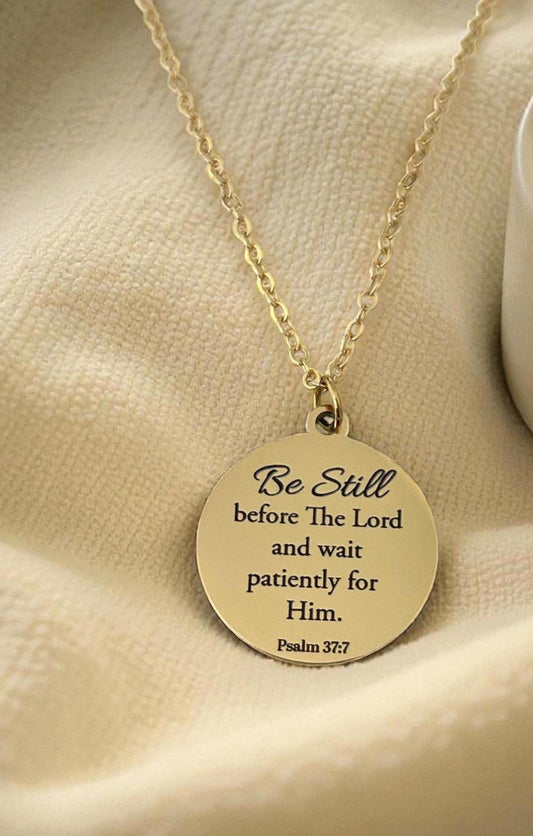 Be Still before The Lord Psalm 37:7 bible verse Necklace, Christian Gifts, Motivational Necklace, Scripture Charms, Christmas Gifts