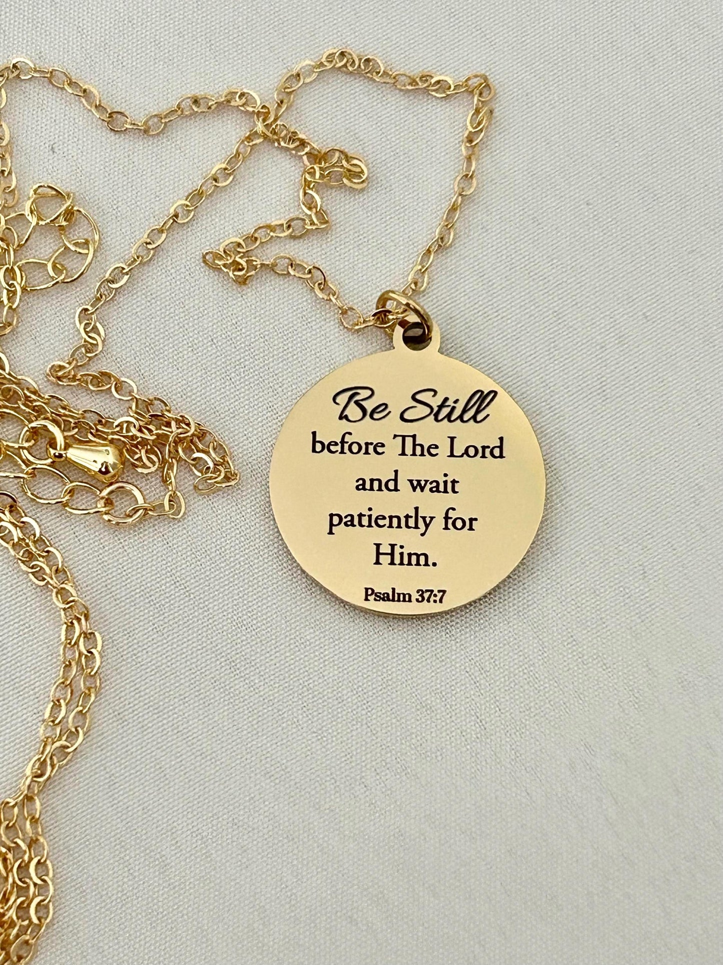 Be Still before The Lord Psalm 37:7 bible verse Necklace, Christian Gifts, Motivational Necklace, Scripture Charms, Christmas Gifts