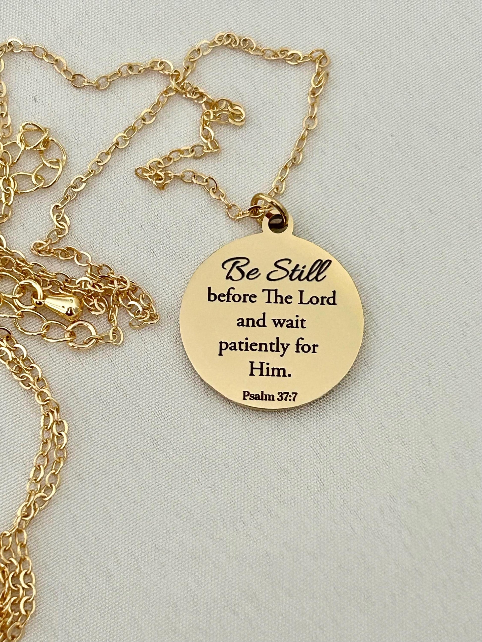 Be Still before The Lord Psalm 37:7 bible verse Necklace, Christian Gifts, Motivational Necklace, Scripture Charms, Christmas Gifts