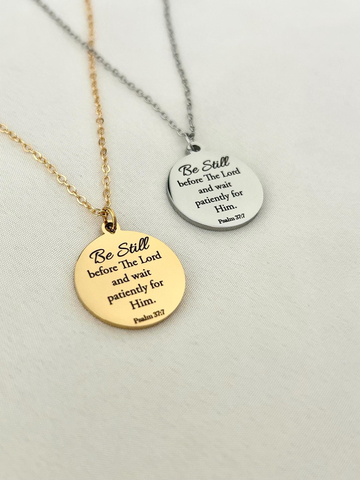 Be Still before The Lord Psalm 37:7 bible verse Necklace, Christian Gifts, Motivational Necklace, Scripture Charms, Christmas Gifts