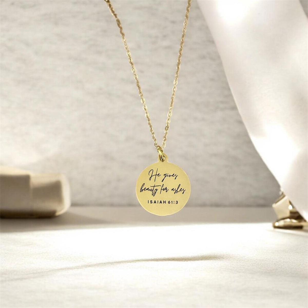 Beauty for Ashes Necklace | Isaiah 61:3 Bible Verse Necklace | Christian Gift for Women | Faith Jewelry | Encouragement Gift