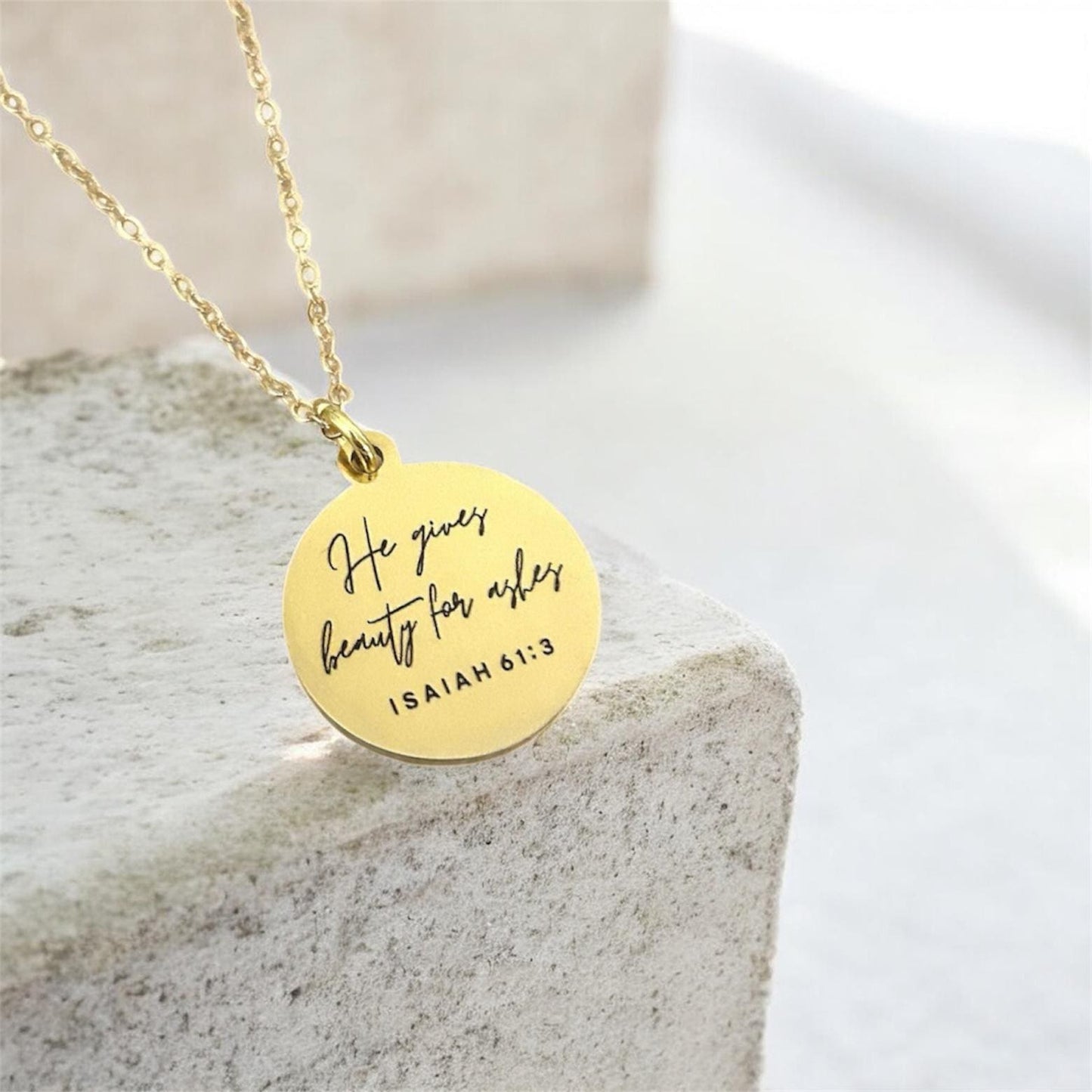 Beauty for Ashes Necklace | Isaiah 61:3 Bible Verse Necklace | Christian Gift for Women | Faith Jewelry | Encouragement Gift