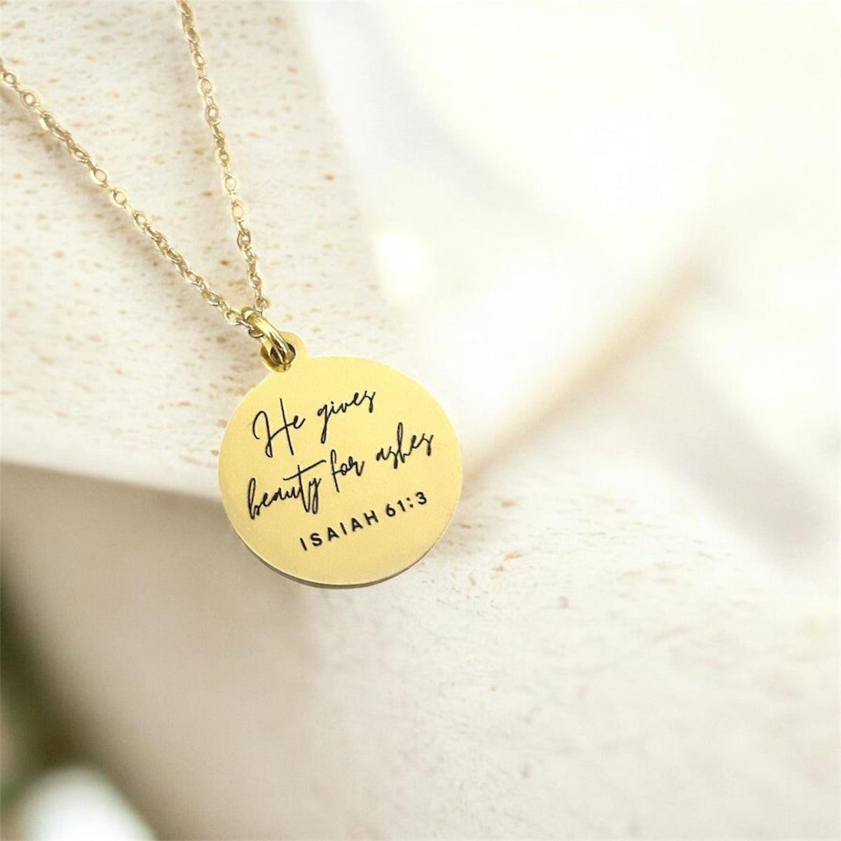 Beauty for Ashes Necklace | Isaiah 61:3 Bible Verse Necklace | Christian Gift for Women | Faith Jewelry | Encouragement Gift