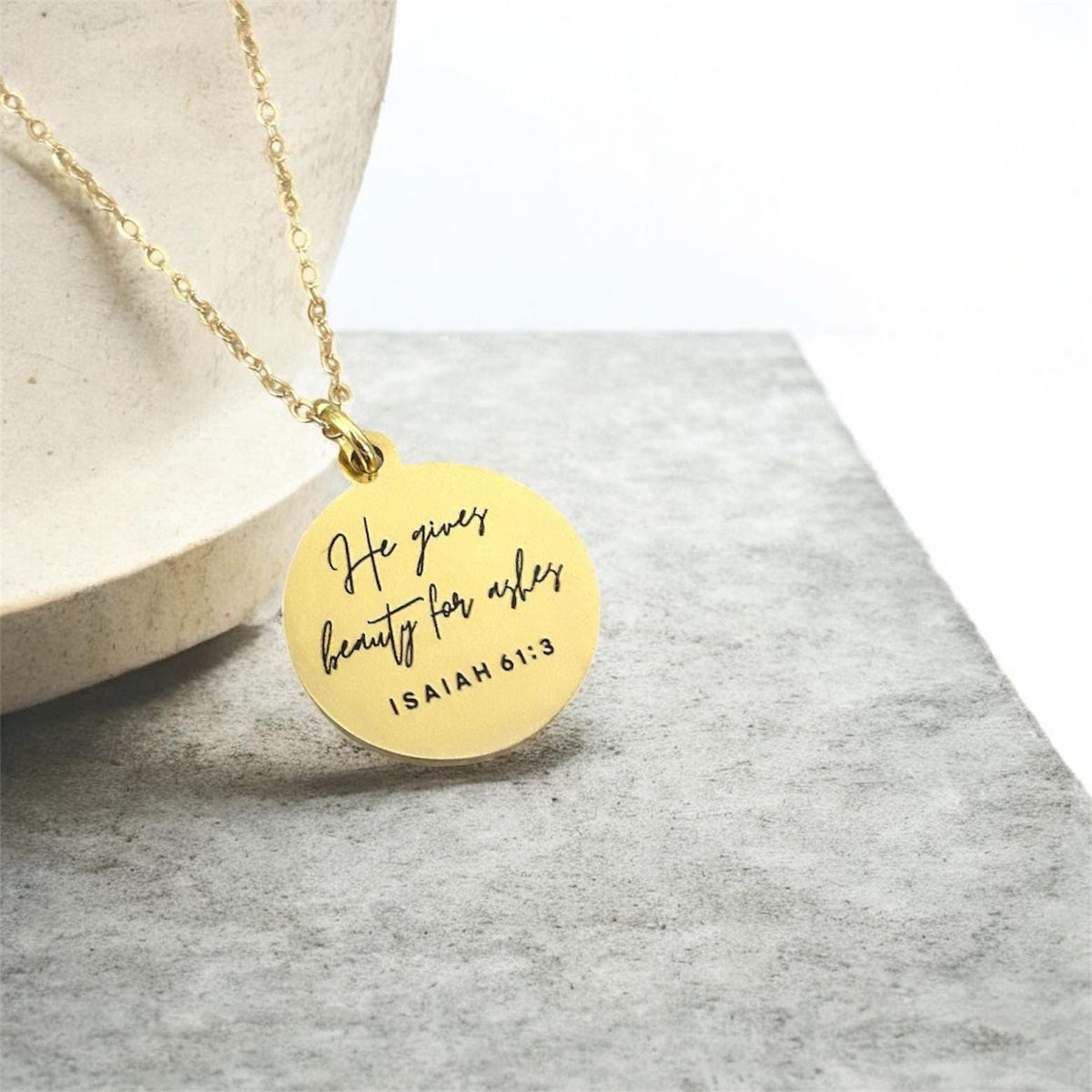 Beauty for Ashes Necklace | Isaiah 61:3 Bible Verse Necklace | Christian Gift for Women | Faith Jewelry | Encouragement Gift