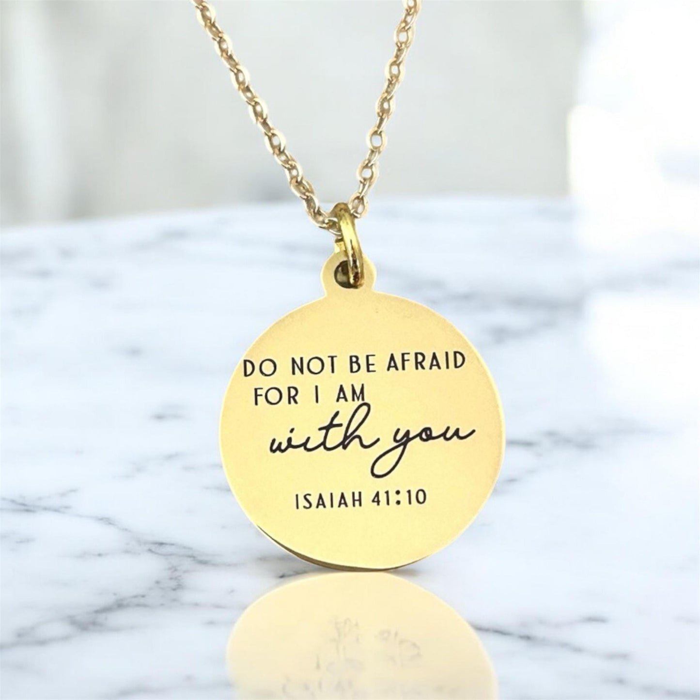 Do not be afraid for I am with you Bible Verse Necklace, Isaiah 41:10, Christian Gifts, Engraved Necklace, Gifts for Mom, Motivational Gift