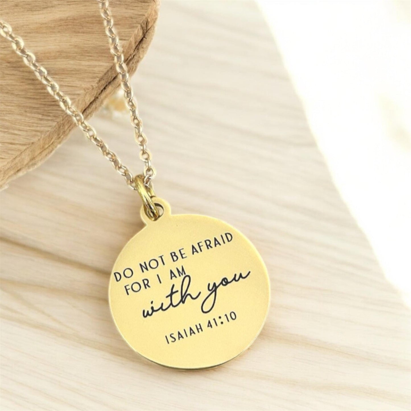 Do not be afraid for I am with you Bible Verse Necklace, Isaiah 41:10, Christian Gifts, Engraved Necklace, Gifts for Mom, Motivational Gift