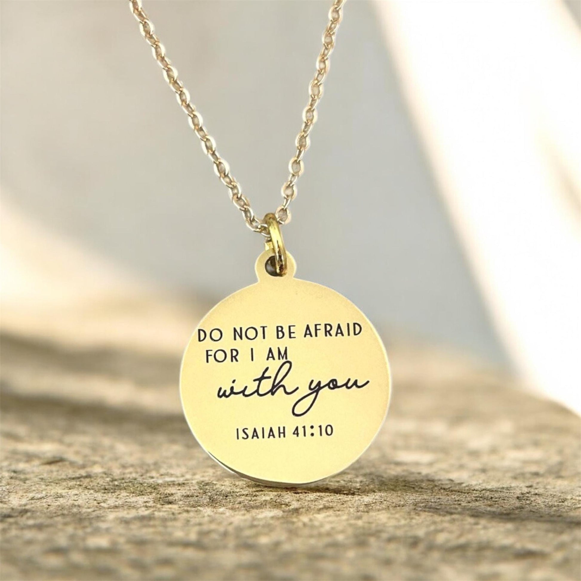 Do not be afraid for I am with you Bible Verse Necklace, Isaiah 41:10, Christian Gifts, Engraved Necklace, Gifts for Mom, Motivational Gift