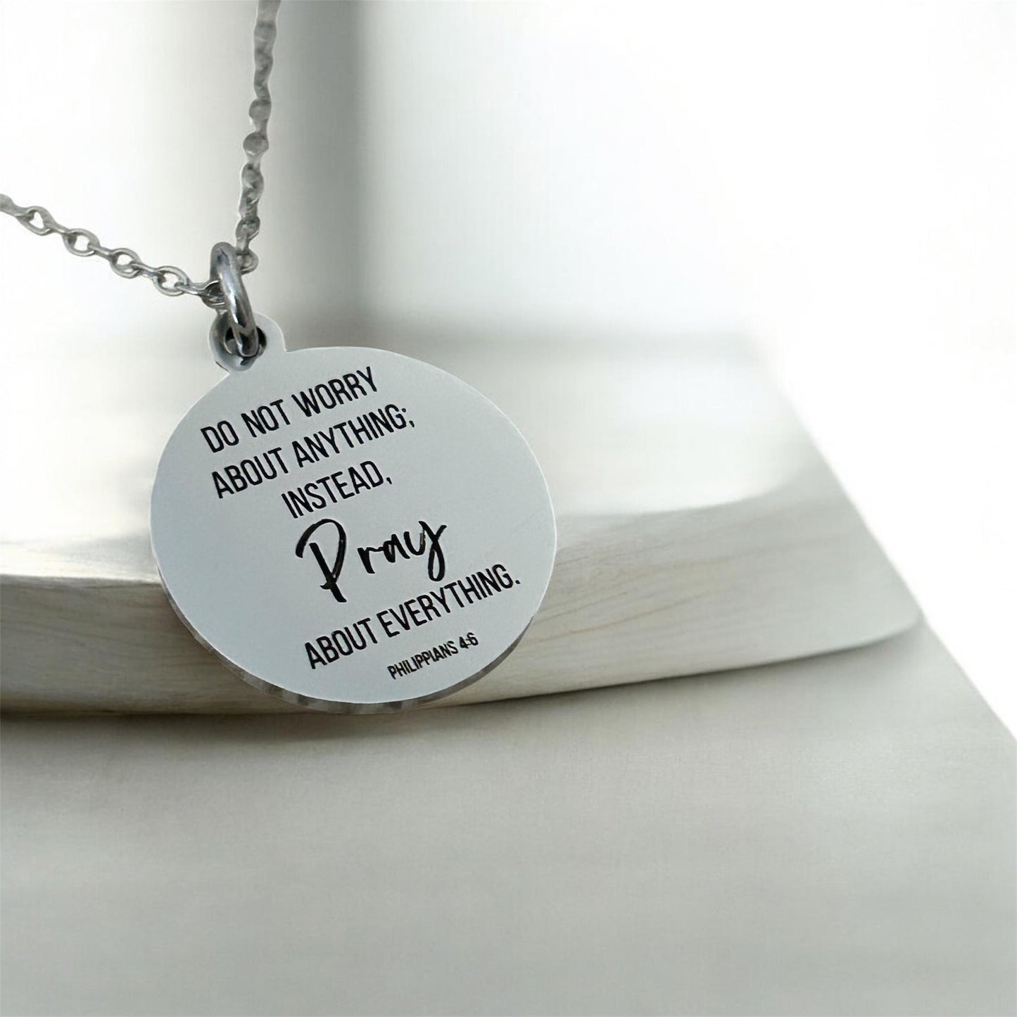 Do not worry about anything Philippians 4:6 Necklace Christian Gifts Scripture Charms Womens Retreat Gifts
