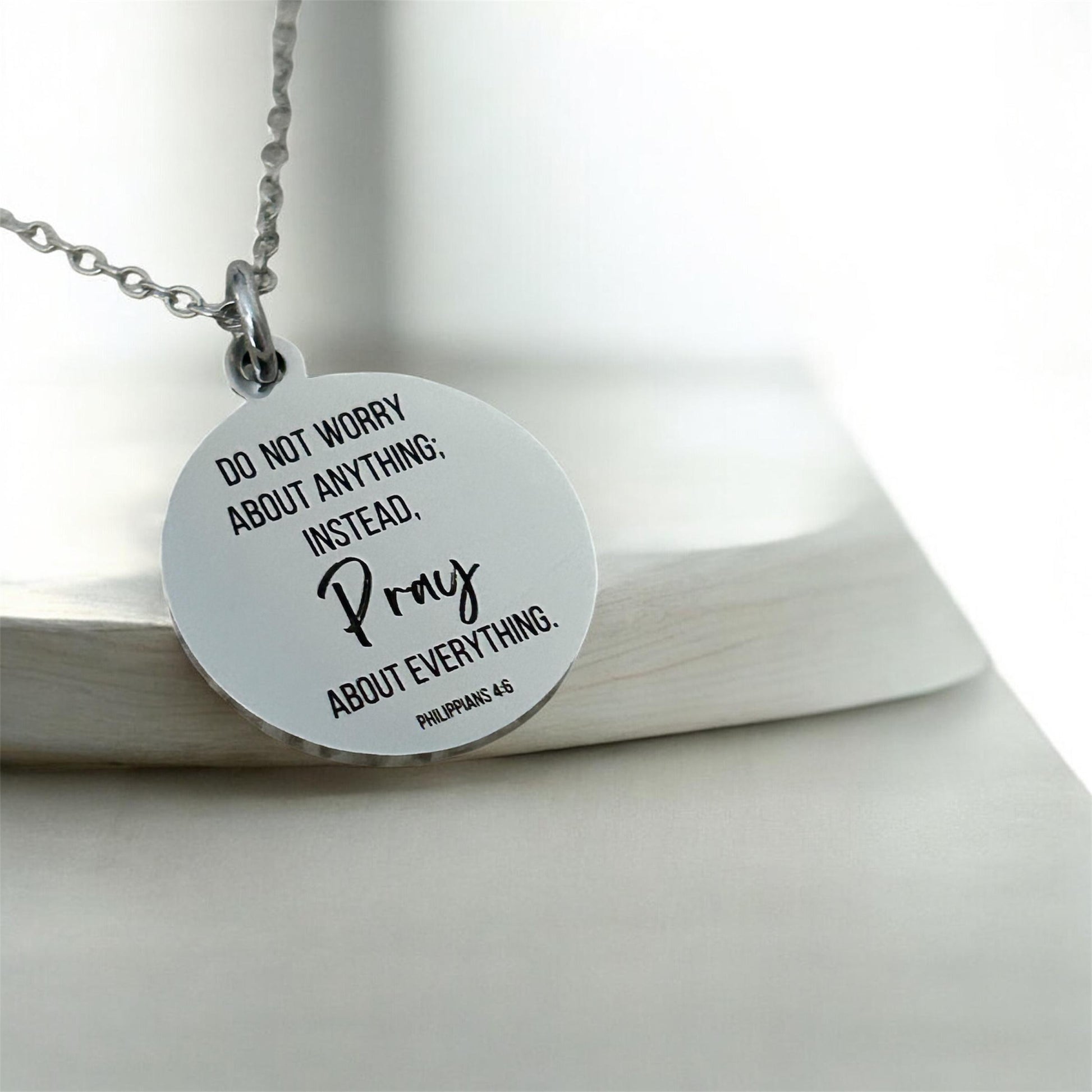 Do not worry about anything Philippians 4:6 Necklace Christian Gifts Scripture Charms Womens Retreat Gifts
