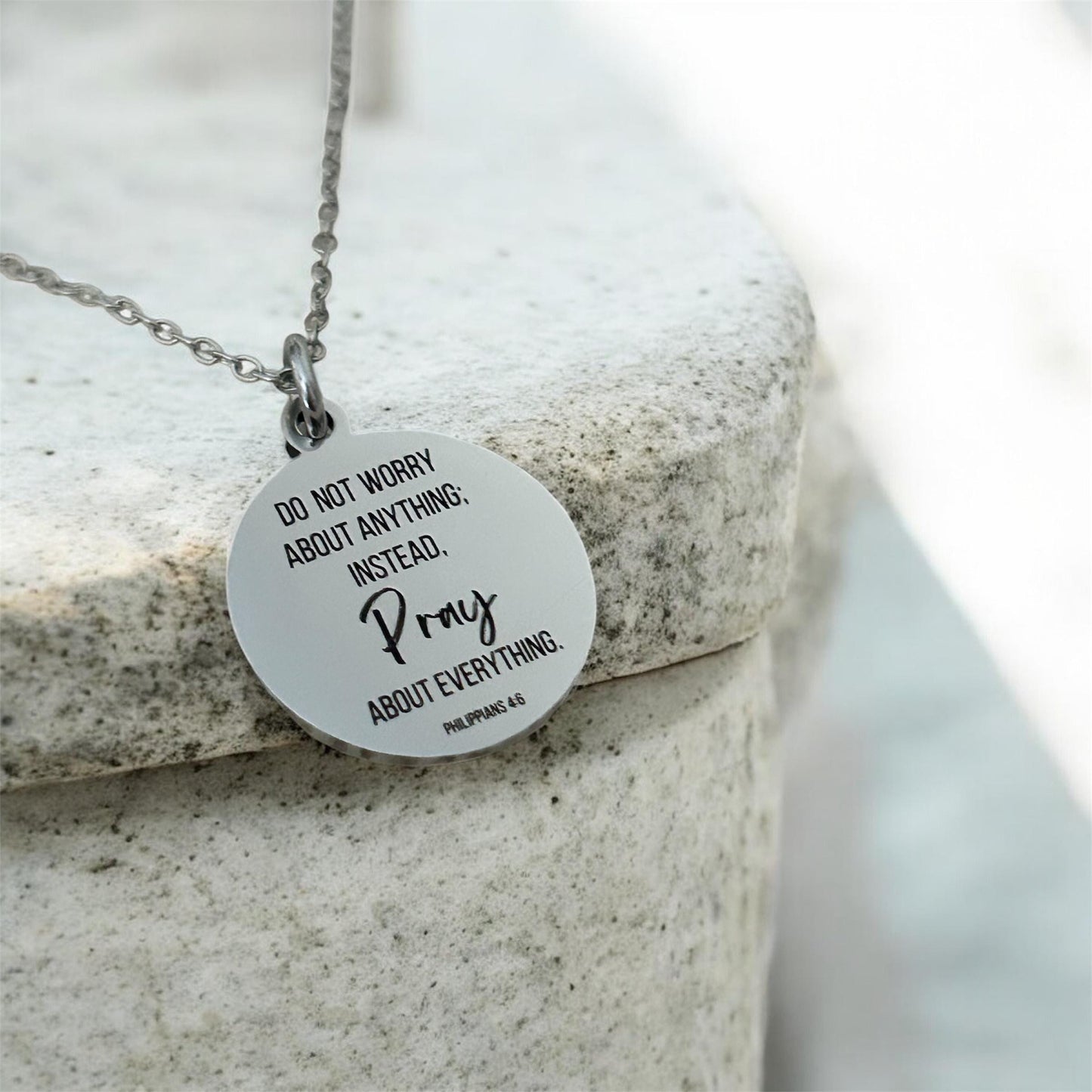 Do not worry about anything Philippians 4:6 Necklace Christian Gifts Scripture Charms Womens Retreat Gifts