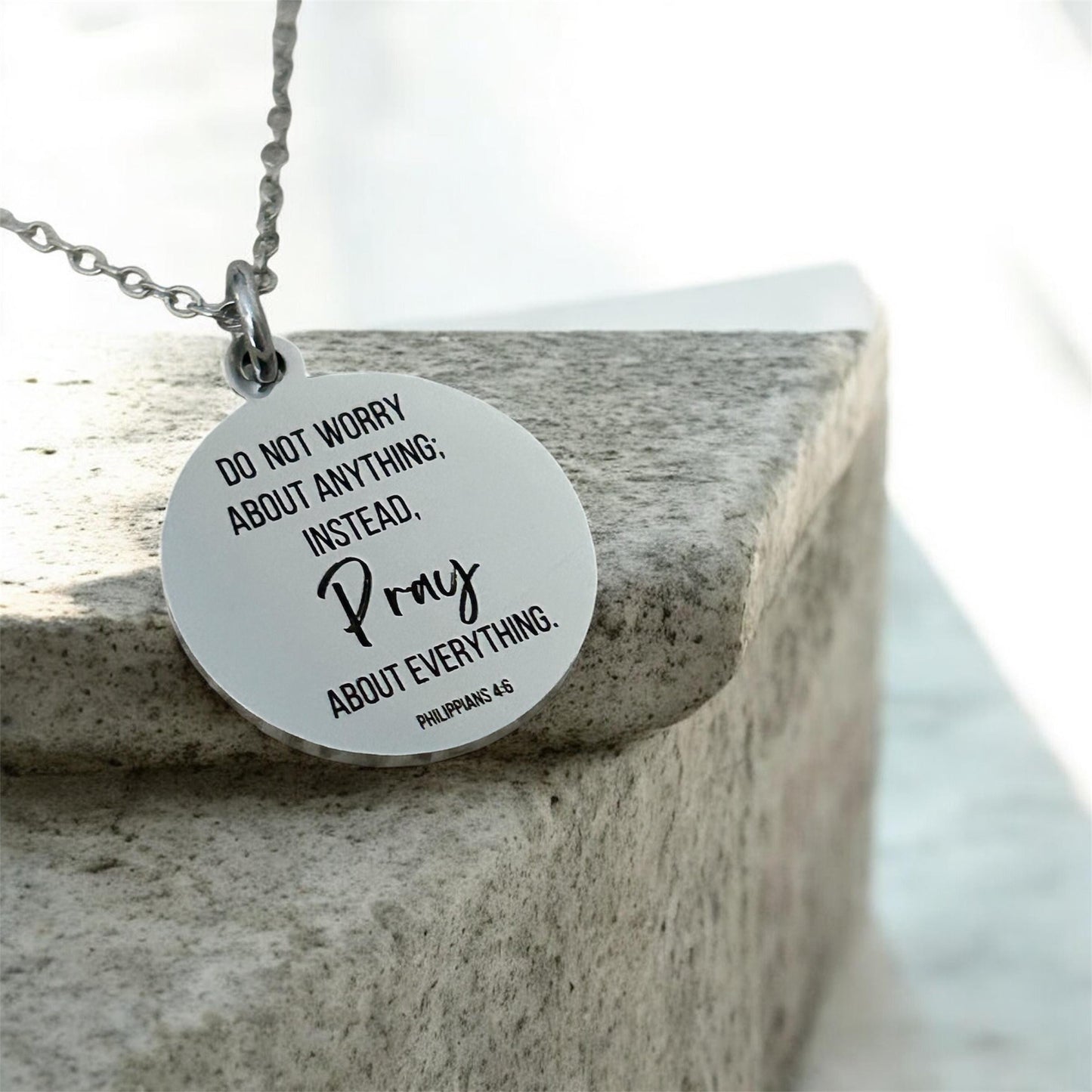 Do not worry about anything Philippians 4:6 Necklace Christian Gifts Scripture Charms Womens Retreat Gifts