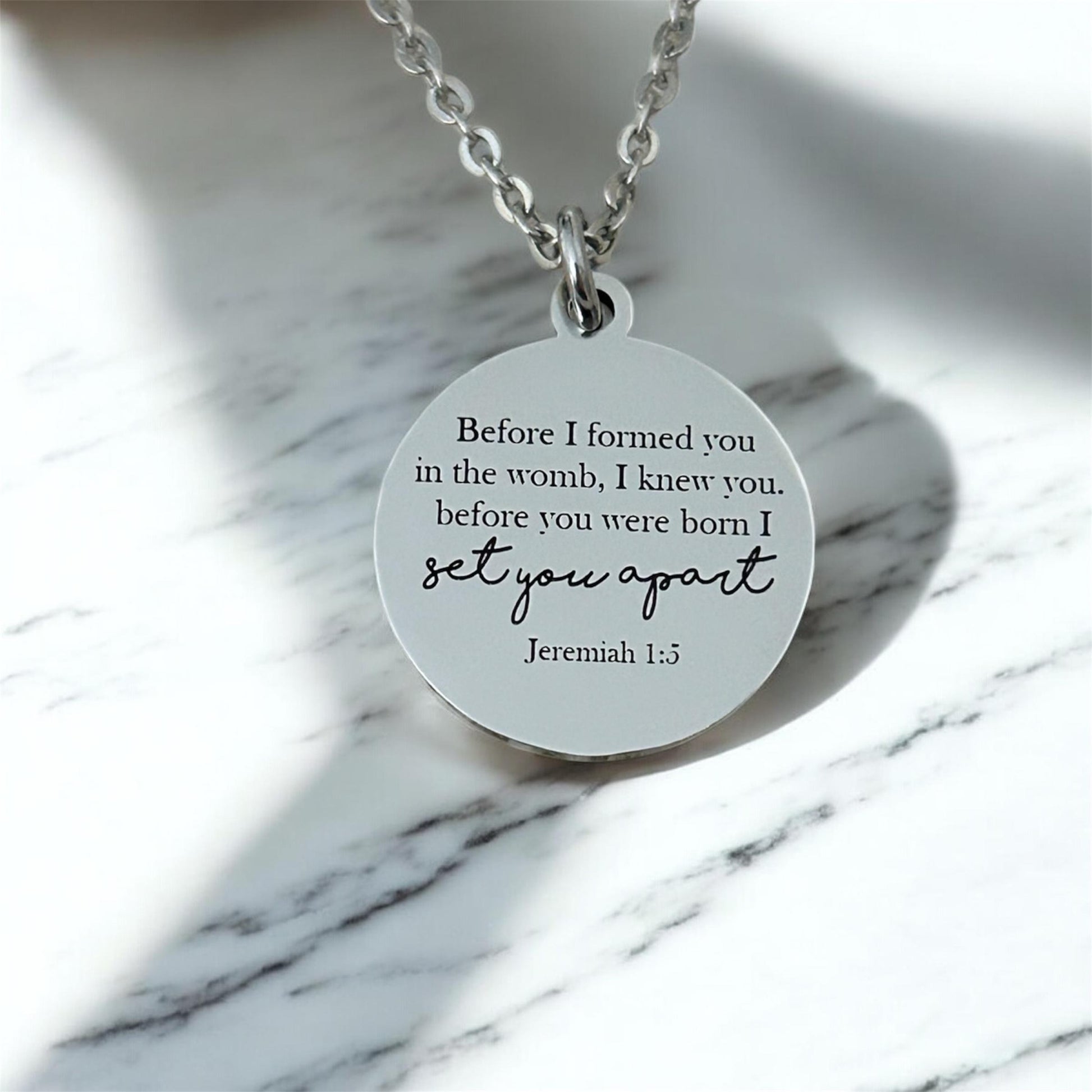 Before I formed you I Knew You Jeremiah 1:5 Bible Verse Necklace Engraved Charm Personalized Christian Necklace Christian Gifts