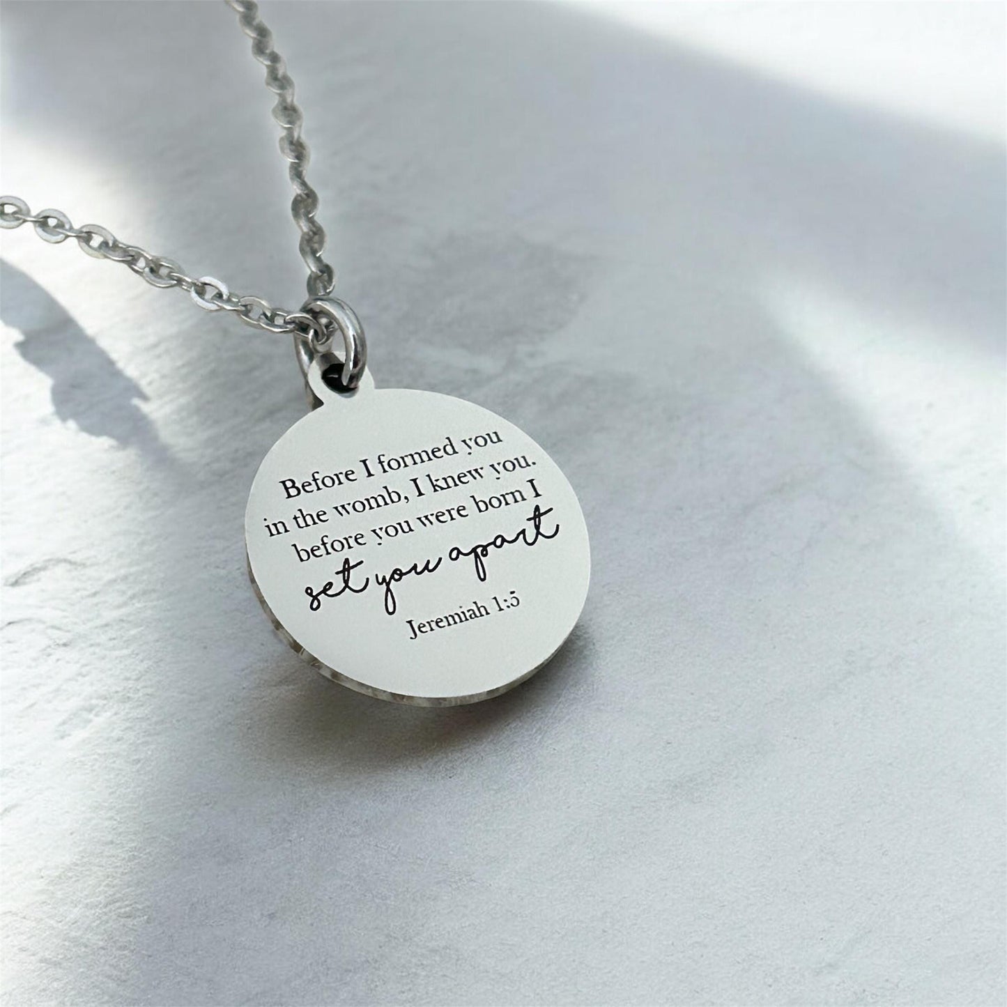 Before I formed you I Knew You Jeremiah 1:5 Bible Verse Necklace Engraved Charm Personalized Christian Necklace Christian Gifts