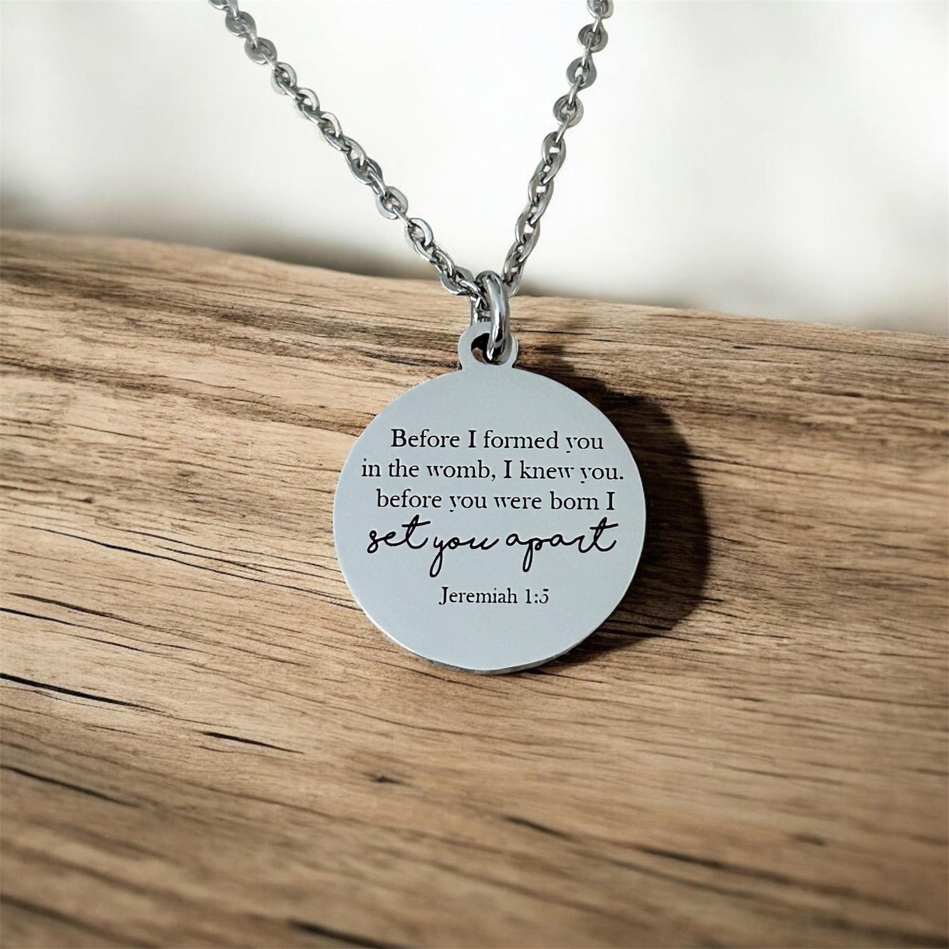 Before I formed you I Knew You Jeremiah 1:5 Bible Verse Necklace Engraved Charm Personalized Christian Necklace Christian Gifts