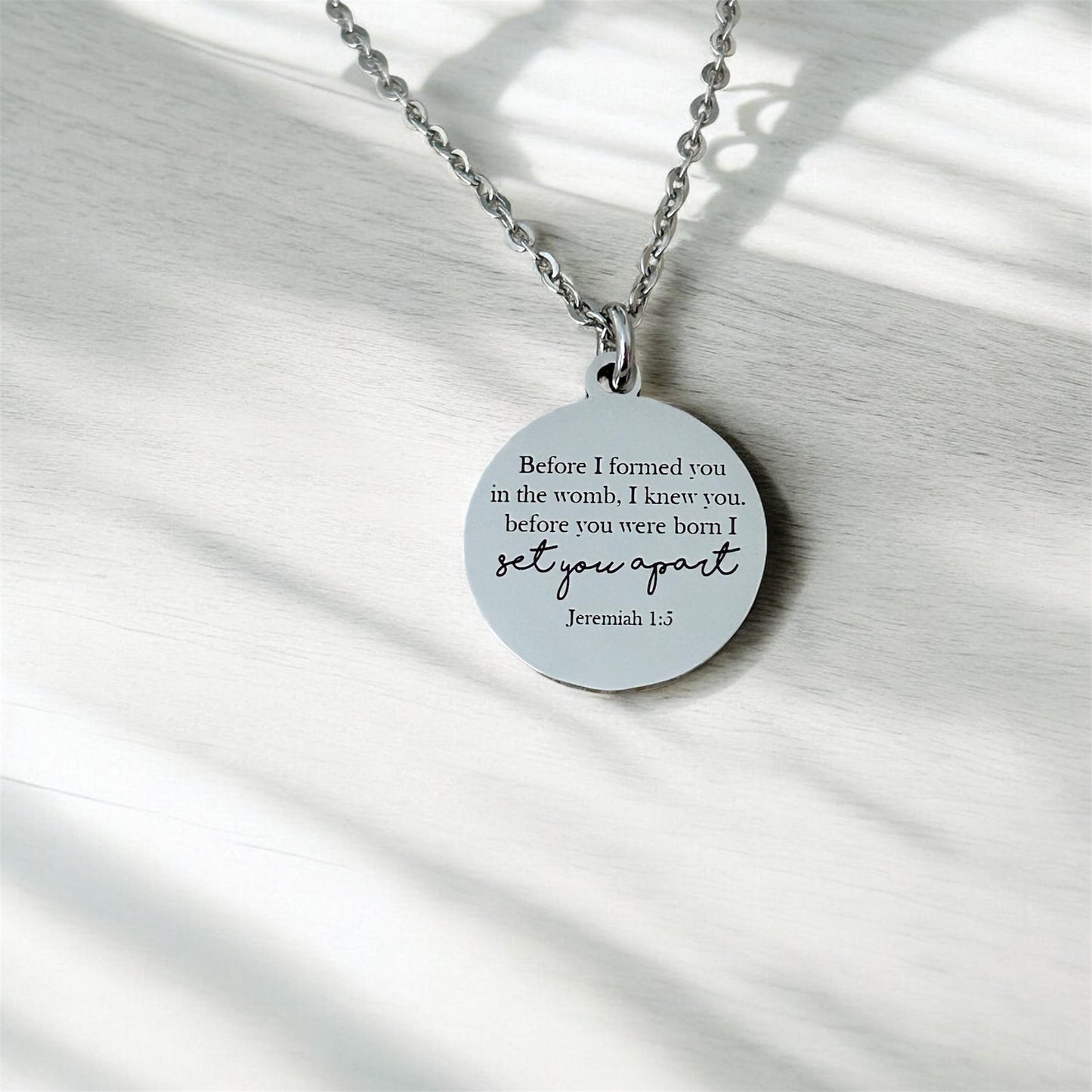 Before I formed you I Knew You Jeremiah 1:5 Bible Verse Necklace Engraved Charm Personalized Christian Necklace Christian Gifts