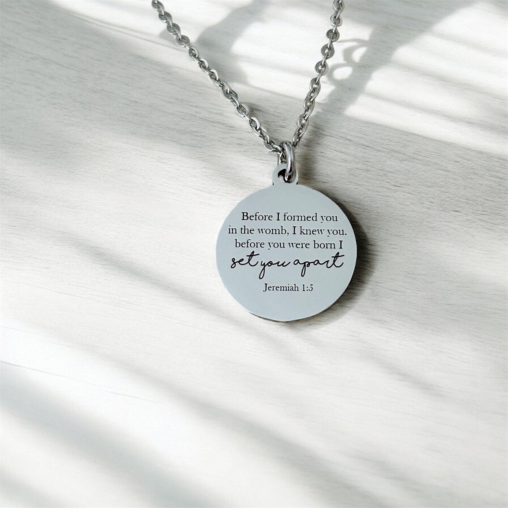Before I formed you I Knew You Jeremiah 1:5 Bible Verse Necklace Engraved Charm Personalized Christian Necklace Christian Gifts