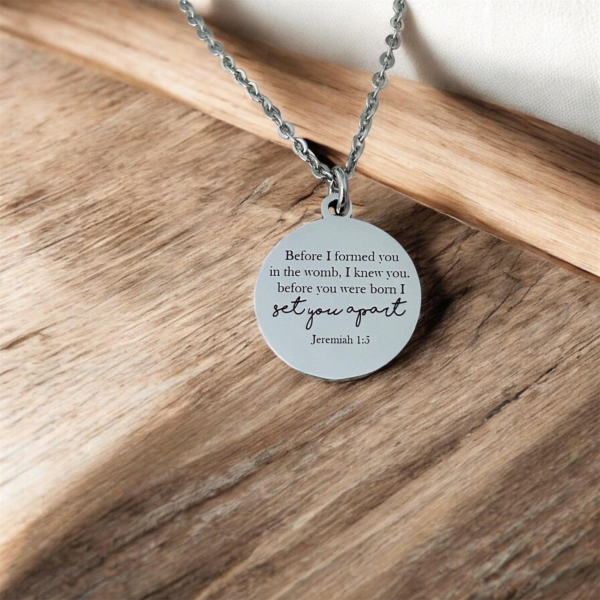 Before I formed you I Knew You Jeremiah 1:5 Bible Verse Necklace Engraved Charm Personalized Christian Necklace Christian Gifts