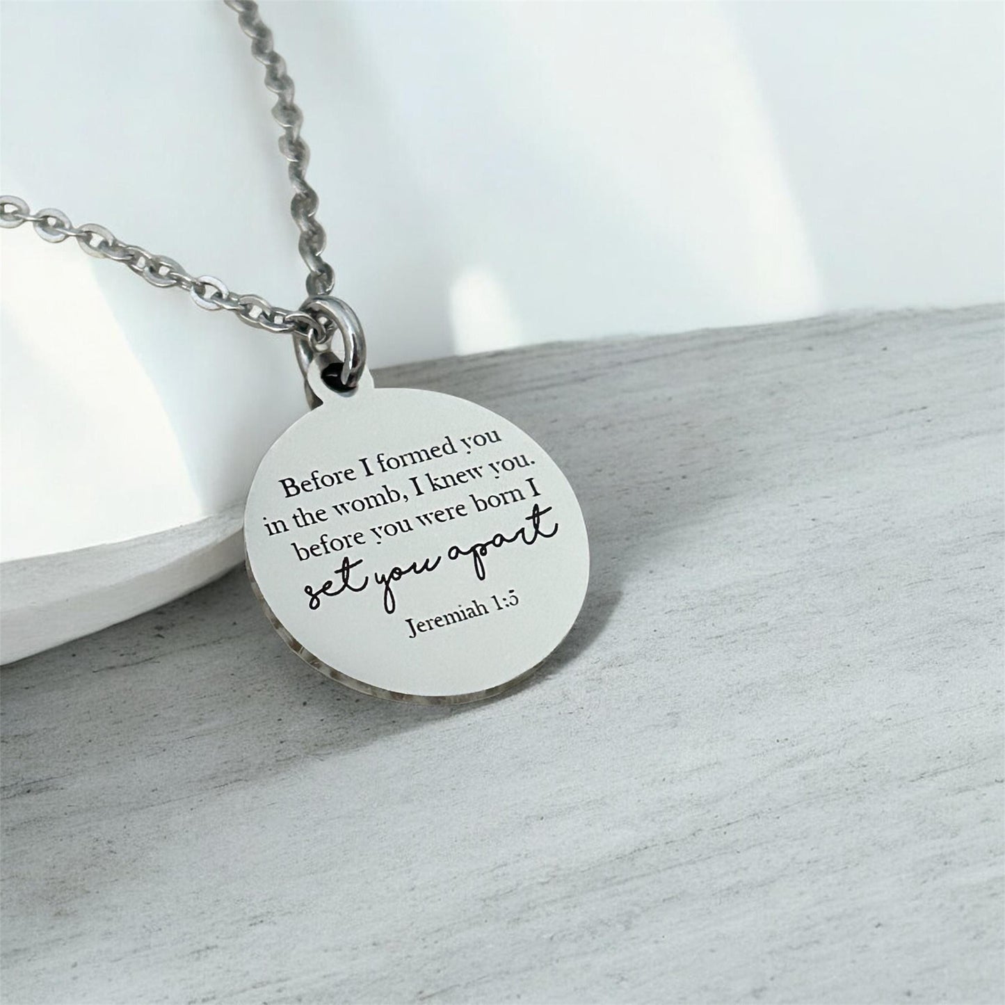 Before I formed you I Knew You Jeremiah 1:5 Bible Verse Necklace Engraved Charm Personalized Christian Necklace Christian Gifts