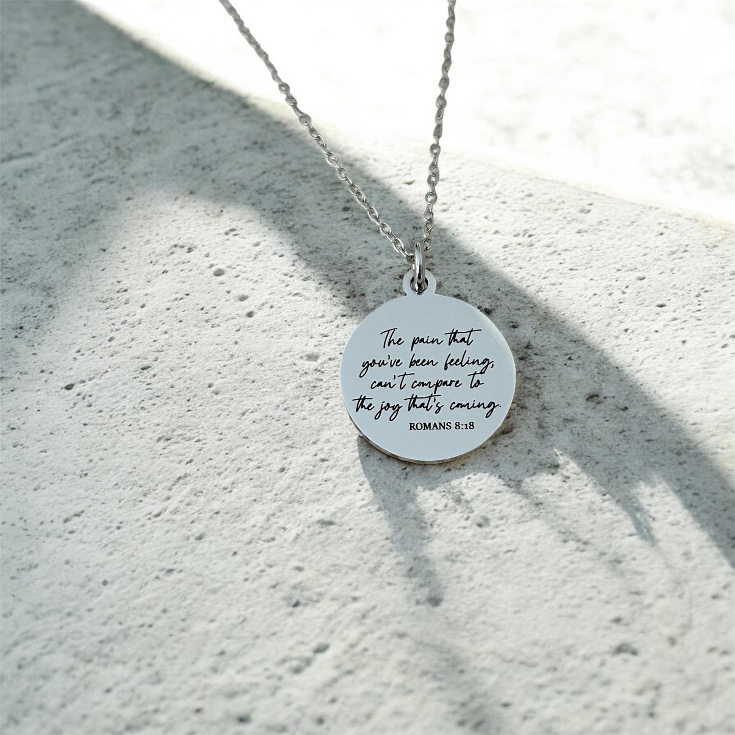 Romans 8:18 Necklace, The Pain You’ve Been Feeling Can’t Compare Necklace, Christian Encouragement Gift, Faith Jewelry for Women, Bible Vers
