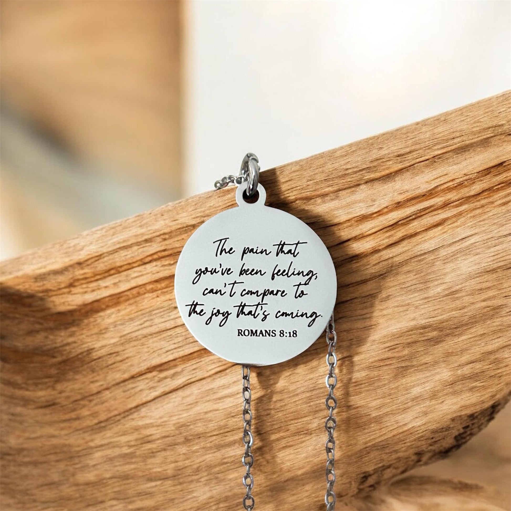 Romans 8:18 Necklace, The Pain You’ve Been Feeling Can’t Compare Necklace, Christian Encouragement Gift, Faith Jewelry for Women, Bible Vers
