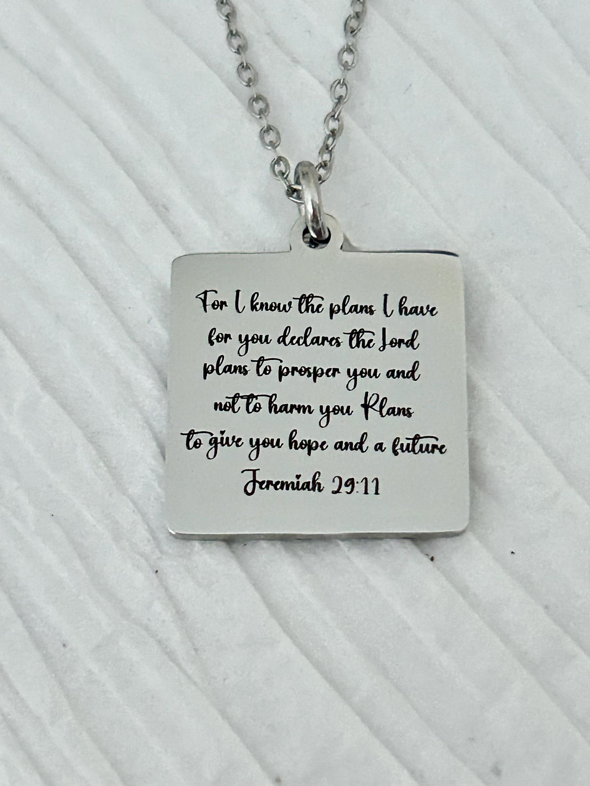I know the plans Jeremiah 29:11 Personalized Engraved Necklace Christian Gifts Hope and a Future