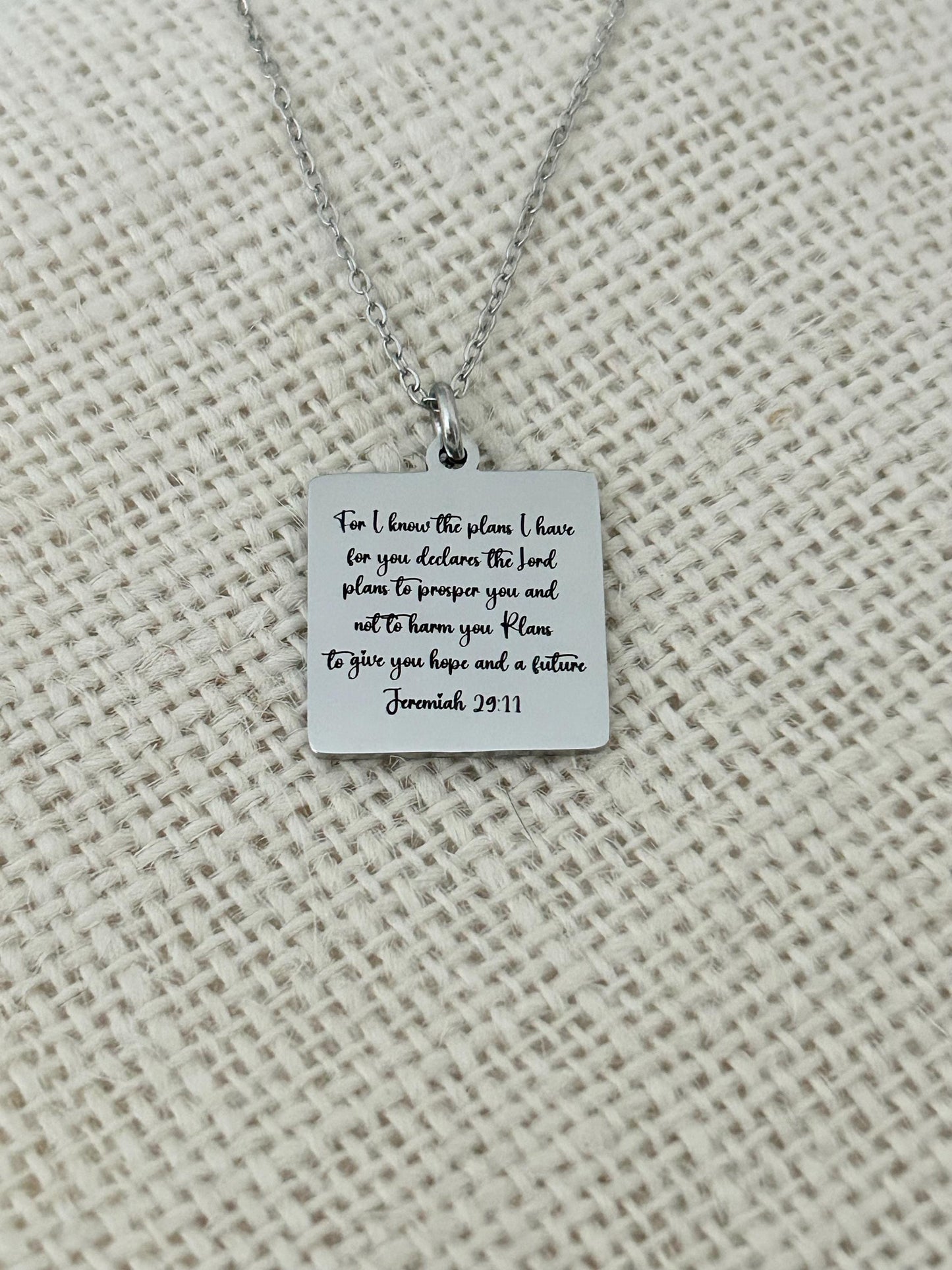 I know the plans Jeremiah 29:11 Personalized Engraved Necklace Christian Gifts Hope and a Future