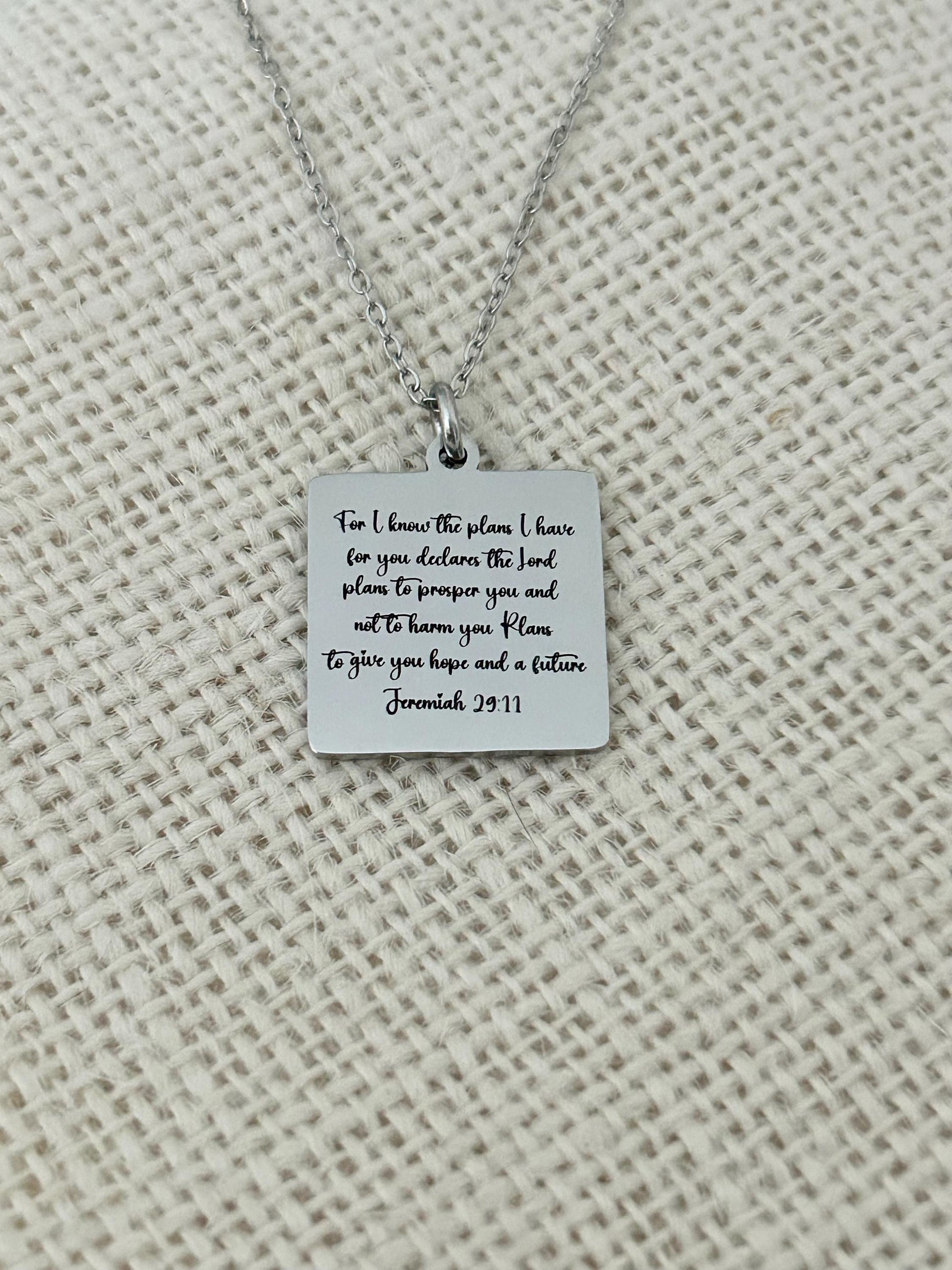 I know the plans Jeremiah 29:11 Personalized Engraved Necklace Christian Gifts Hope and a Future