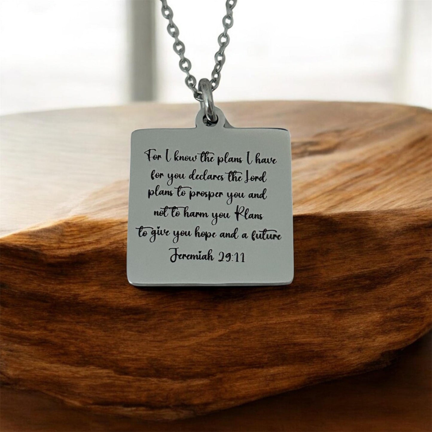 I know the plans Jeremiah 29:11 Personalized Engraved Necklace Christian Gifts Hope and a Future