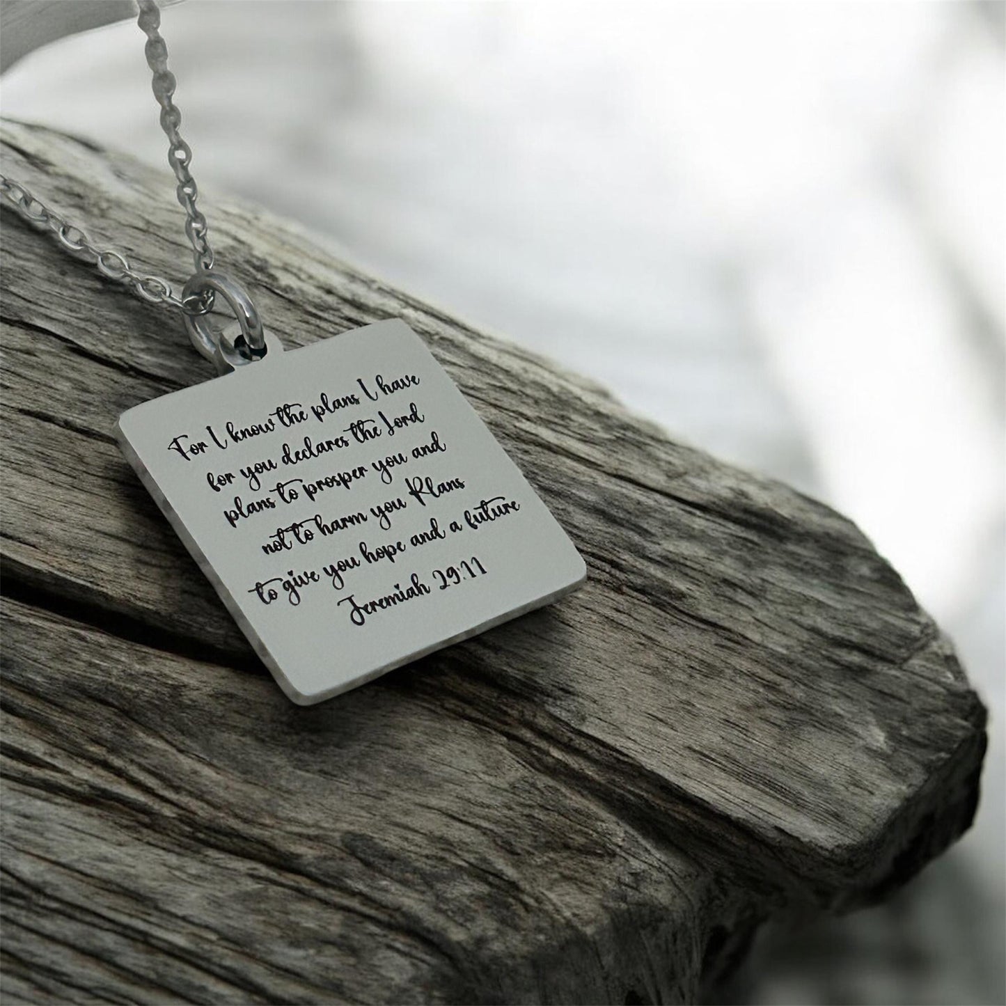 I know the plans Jeremiah 29:11 Personalized Engraved Necklace Christian Gifts Hope and a Future