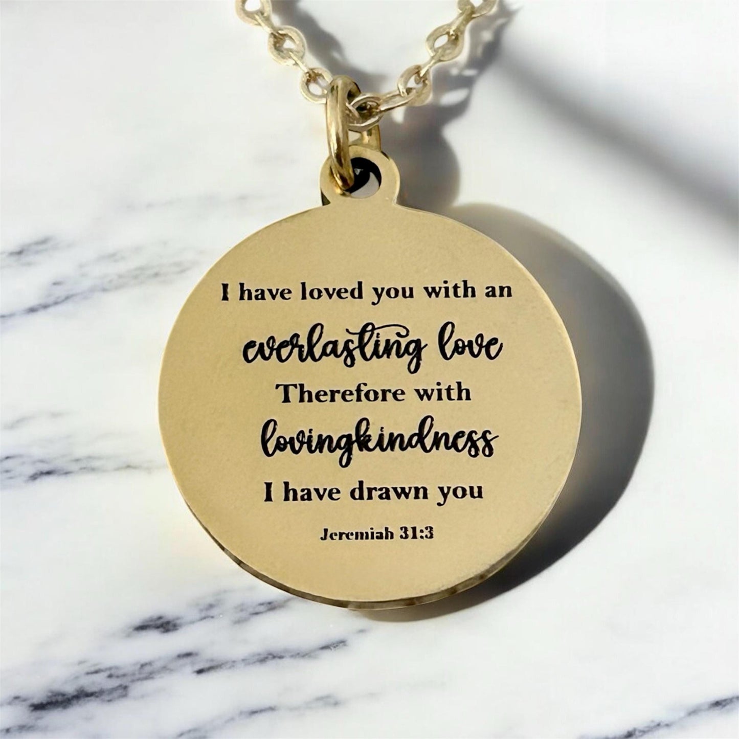 Jeremiah 31:3 Everlasting Love Bible Verse Necklace Christian Gifts Personalized Necklace