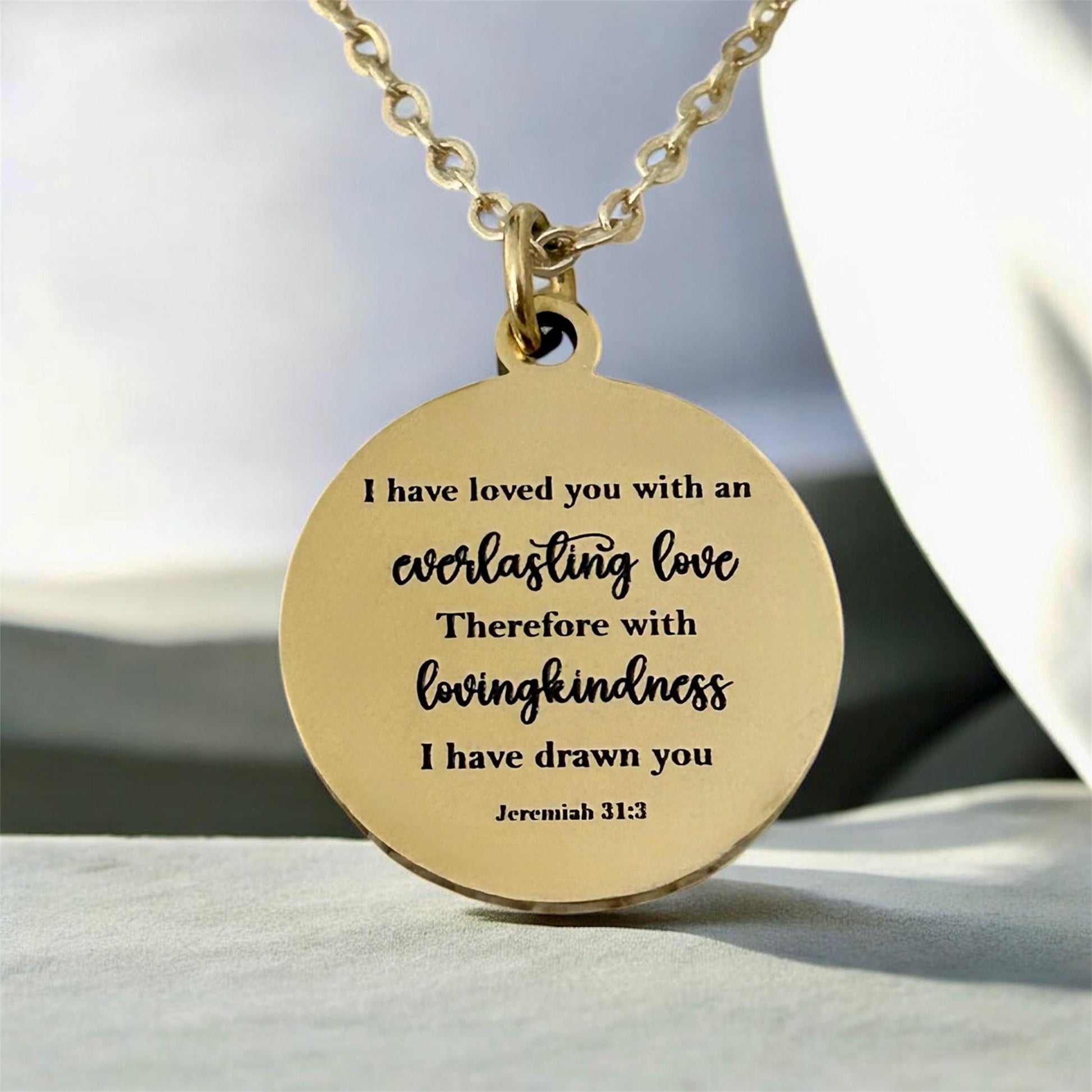 Jeremiah 31:3 Everlasting Love Bible Verse Necklace Christian Gifts Personalized Necklace