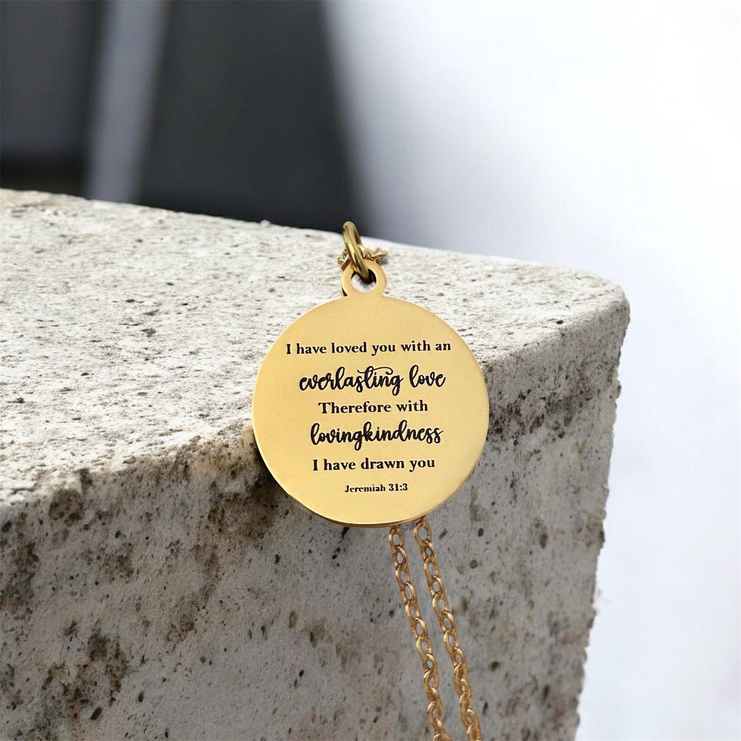 Jeremiah 31:3 Everlasting Love Bible Verse Necklace Christian Gifts Personalized Necklace